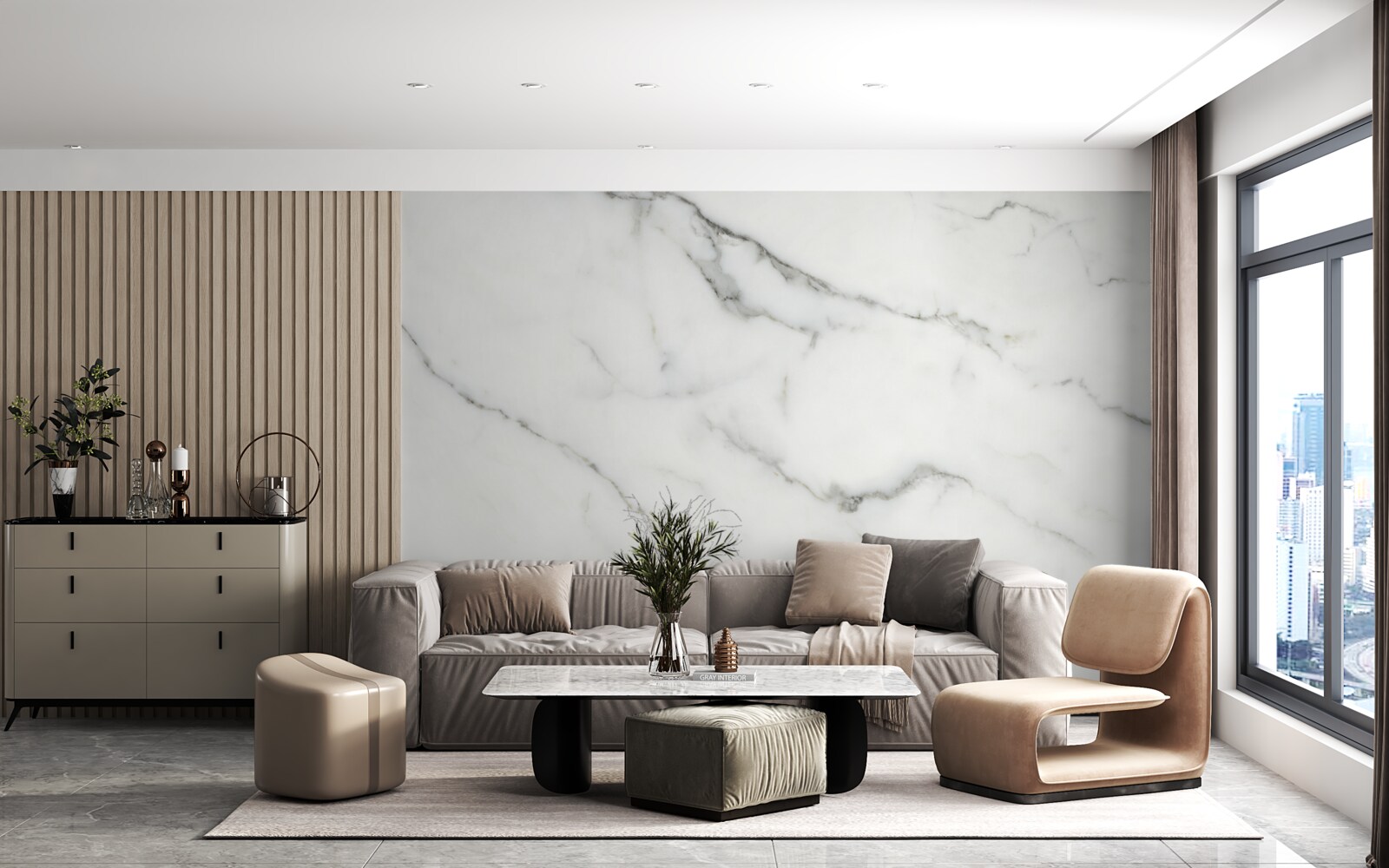 Fotobehang wit marmeren achtergrond