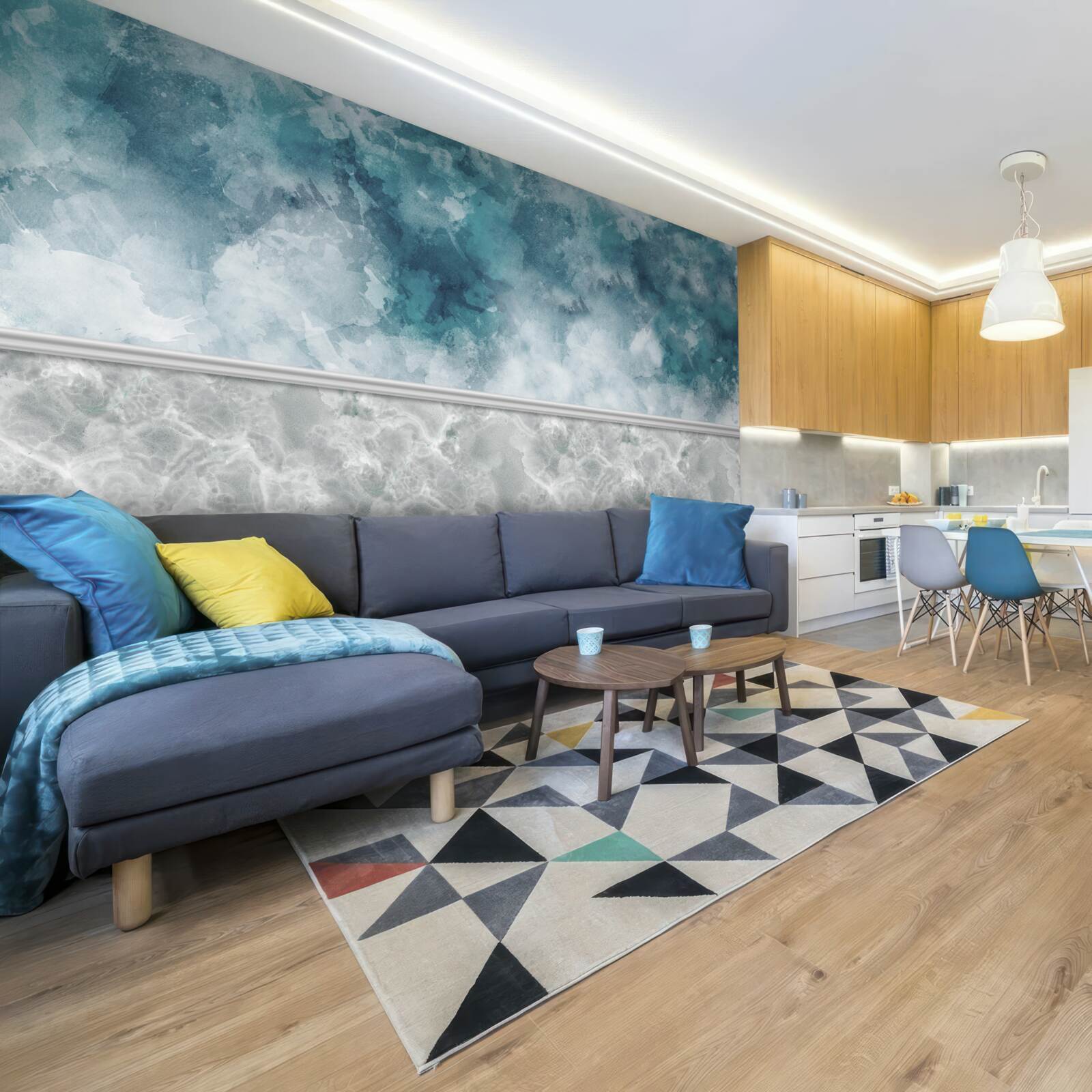 Fotobehang blauwe achtergrond met onscherpte