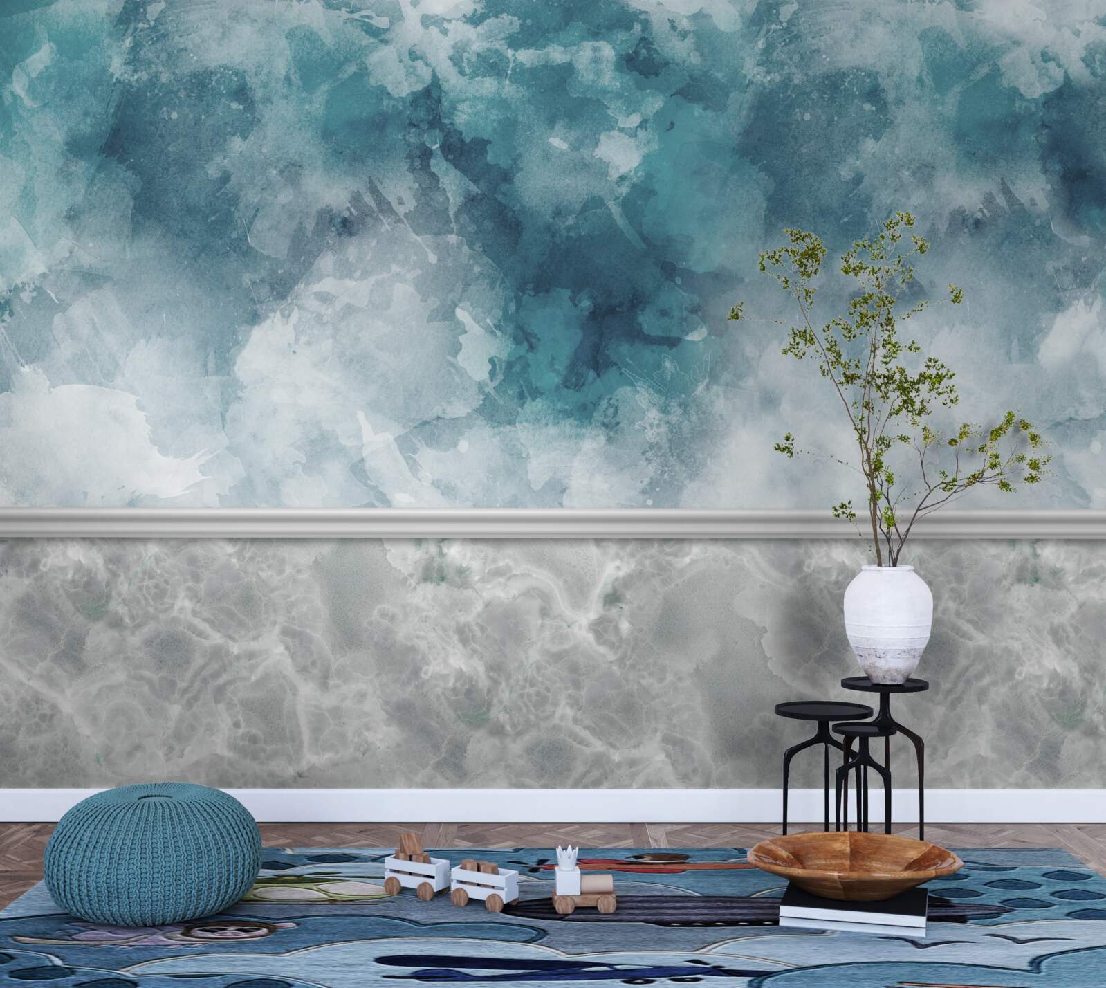 Fotobehang blauwe achtergrond met onscherpte