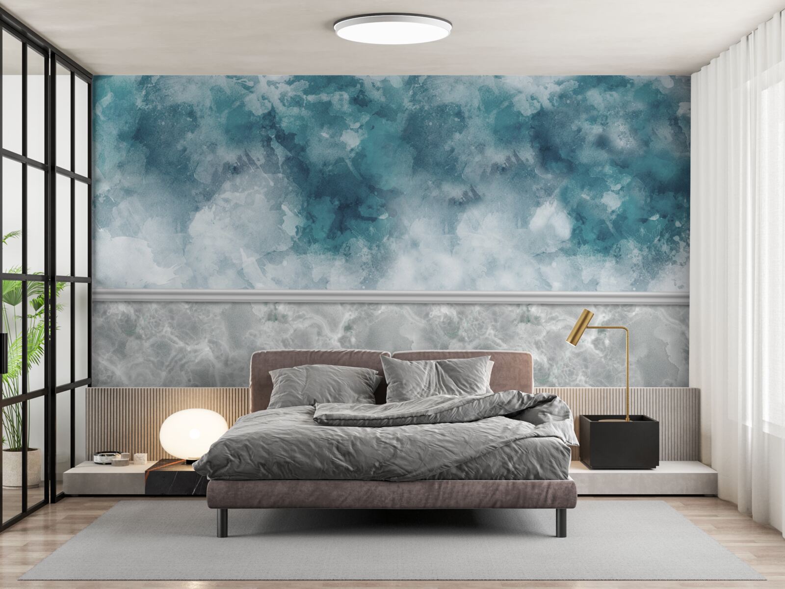 Fotobehang blauwe achtergrond met onscherpte