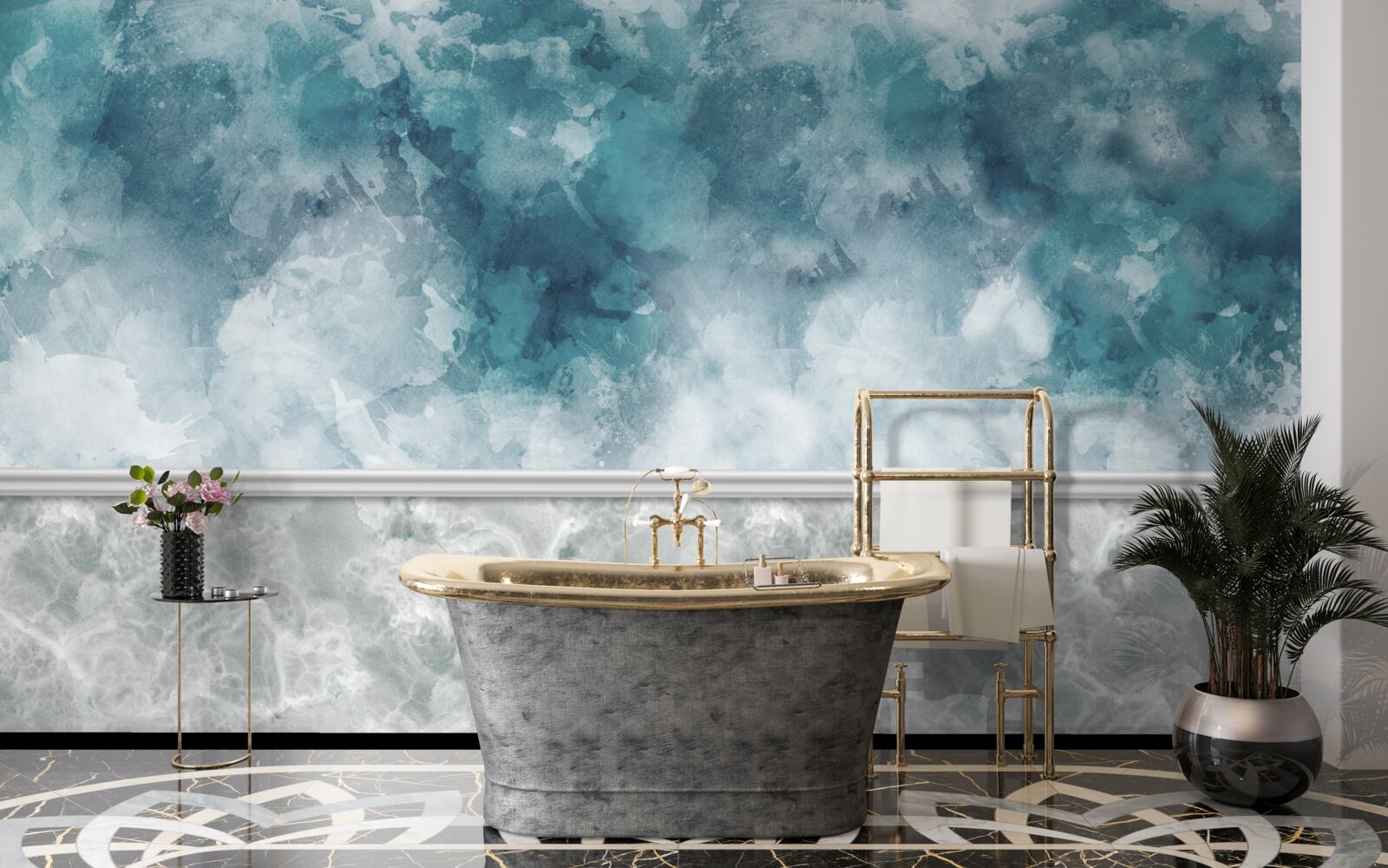 Fotobehang blauwe achtergrond met onscherpte