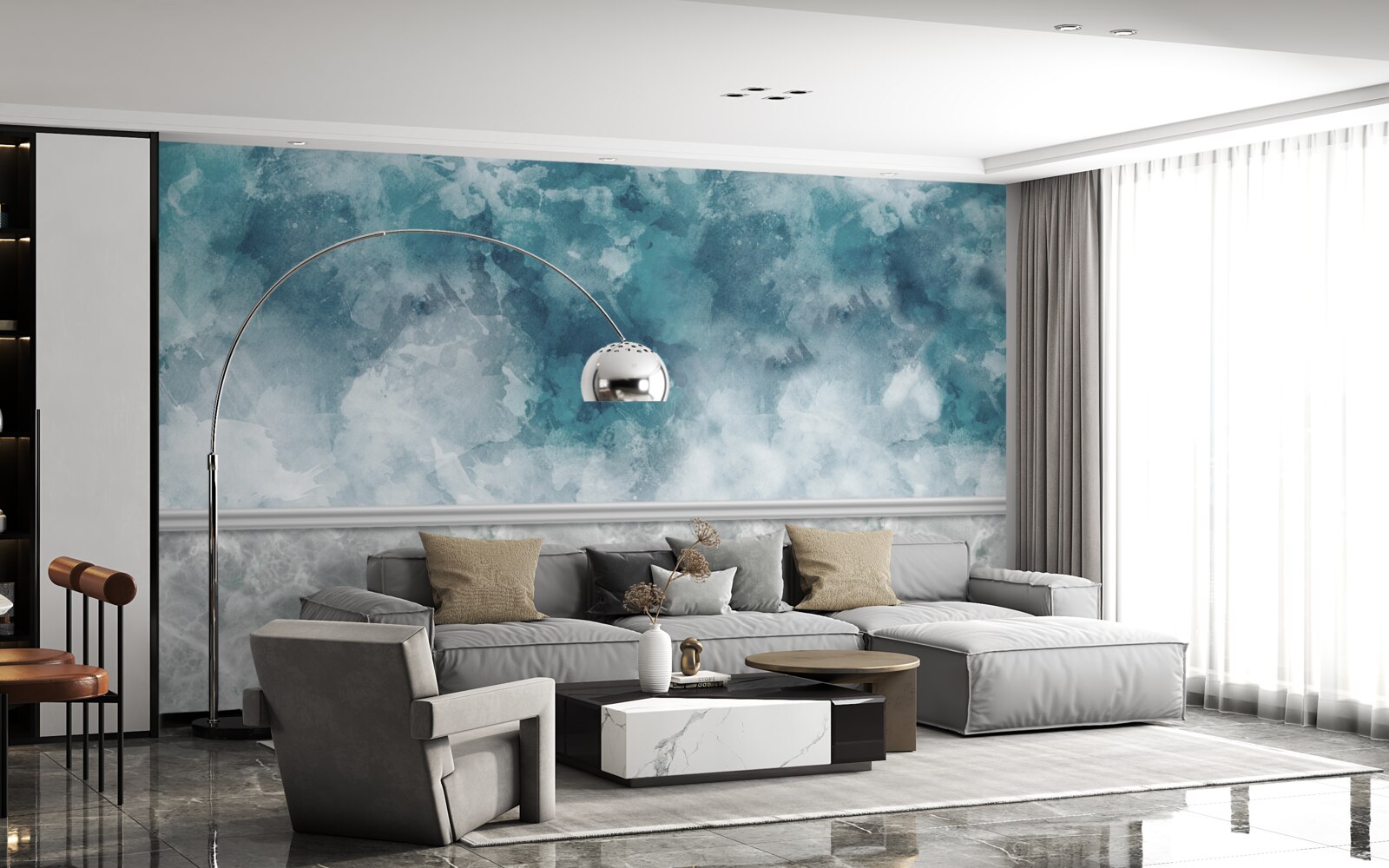 Fotobehang blauwe achtergrond met onscherpte