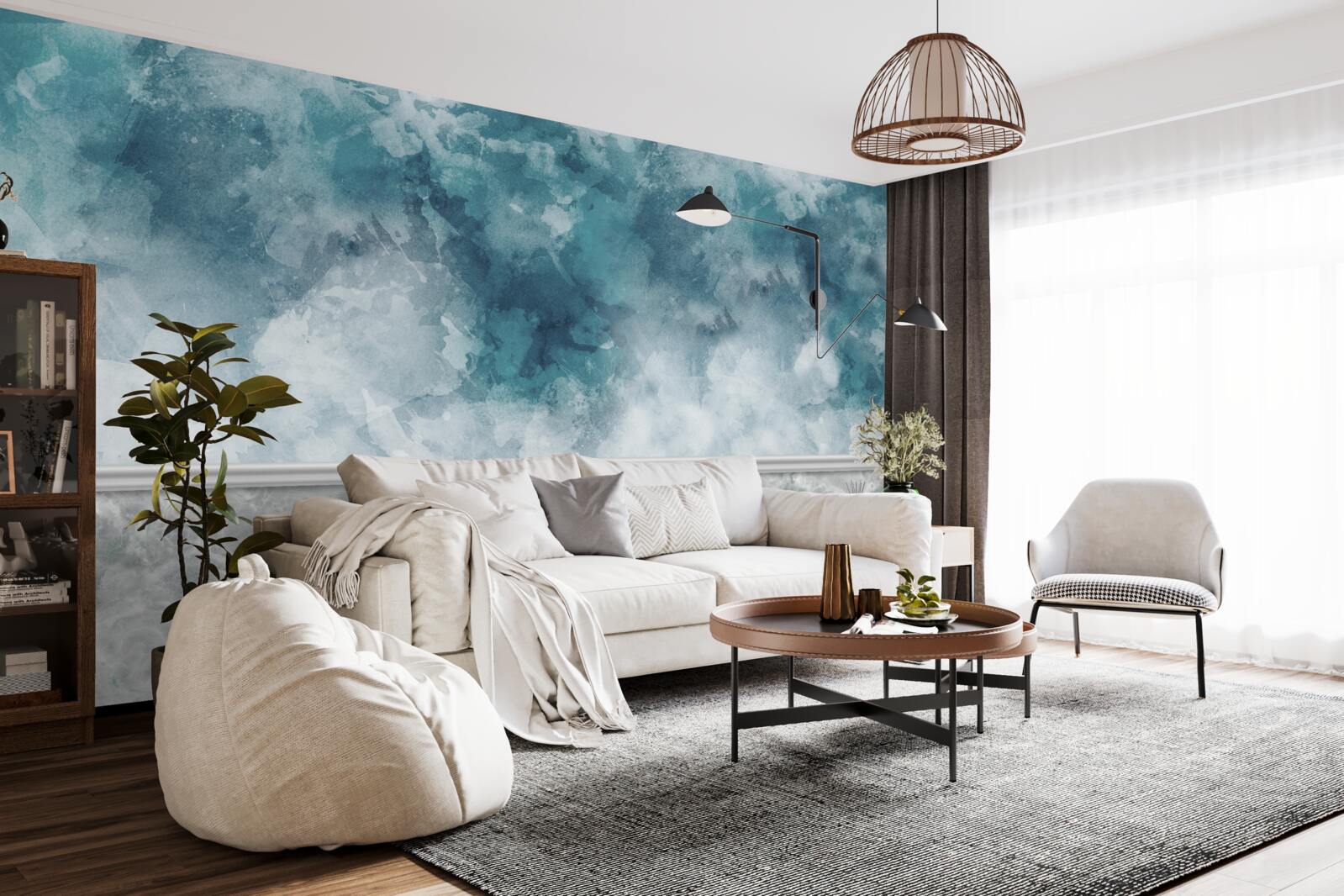 Fotobehang blauwe achtergrond met onscherpte