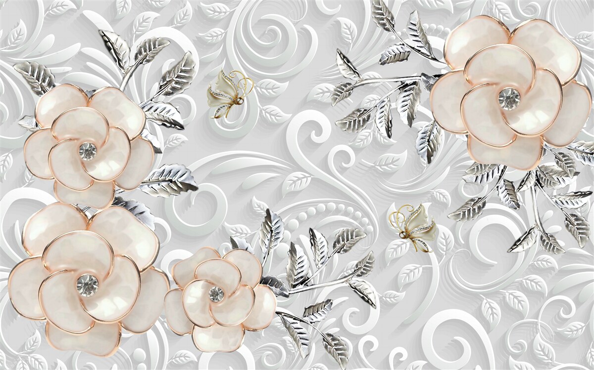 Fotobehang crème rozen