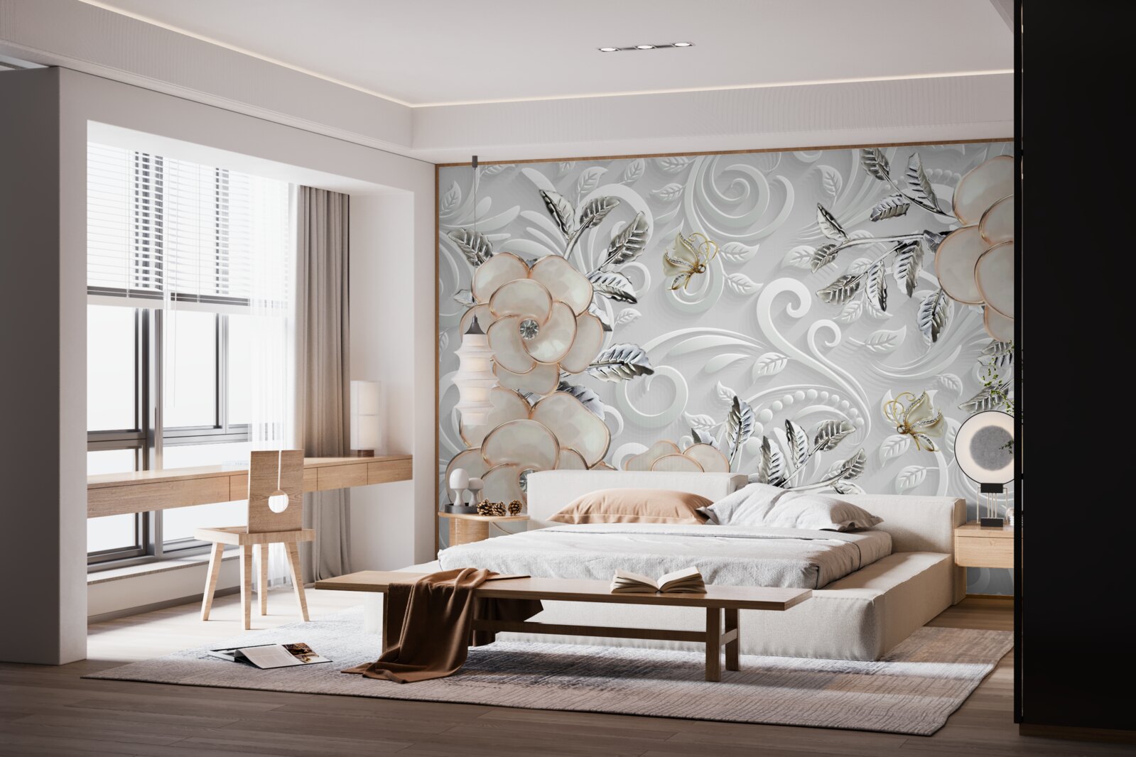 Fotobehang crème rozen