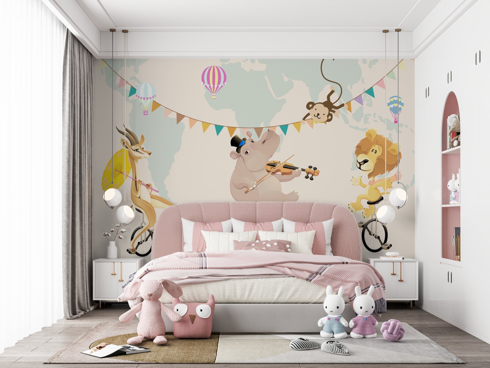 Fotobehang dieren reizen op eenwielers