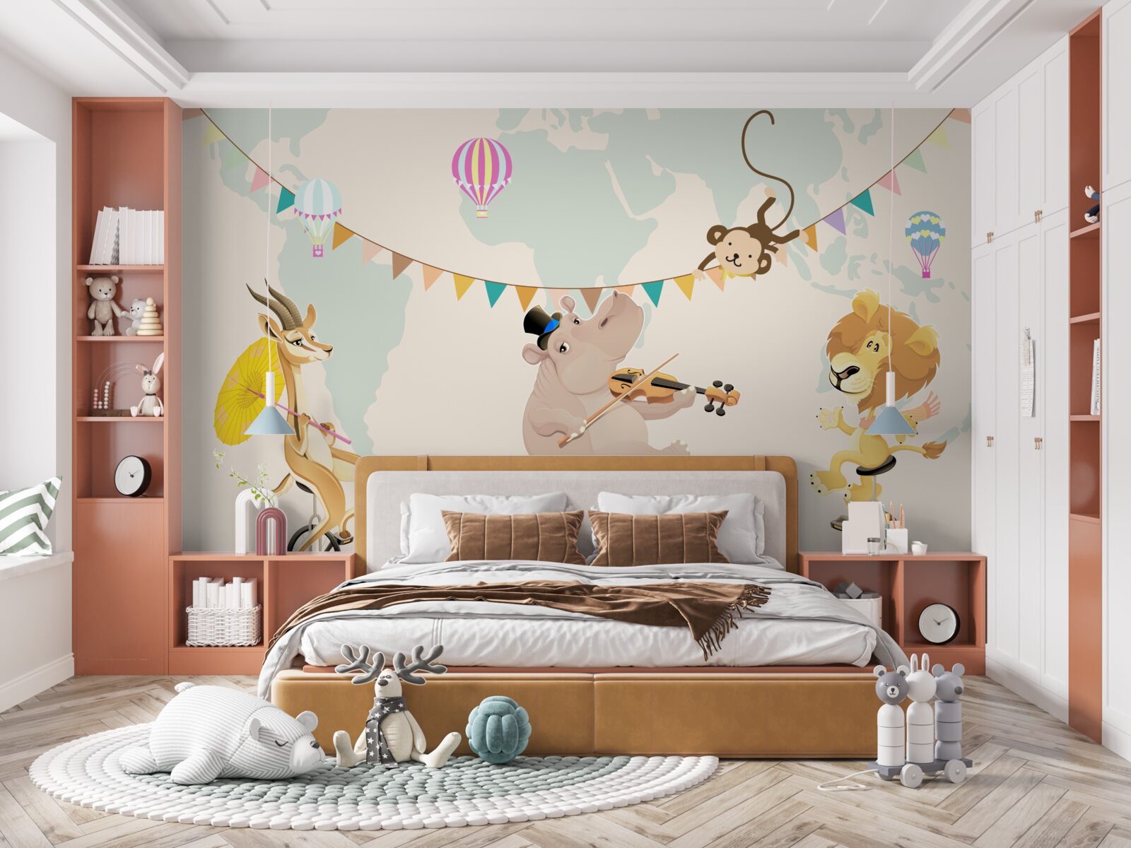 Fotobehang dieren reizen op eenwielers