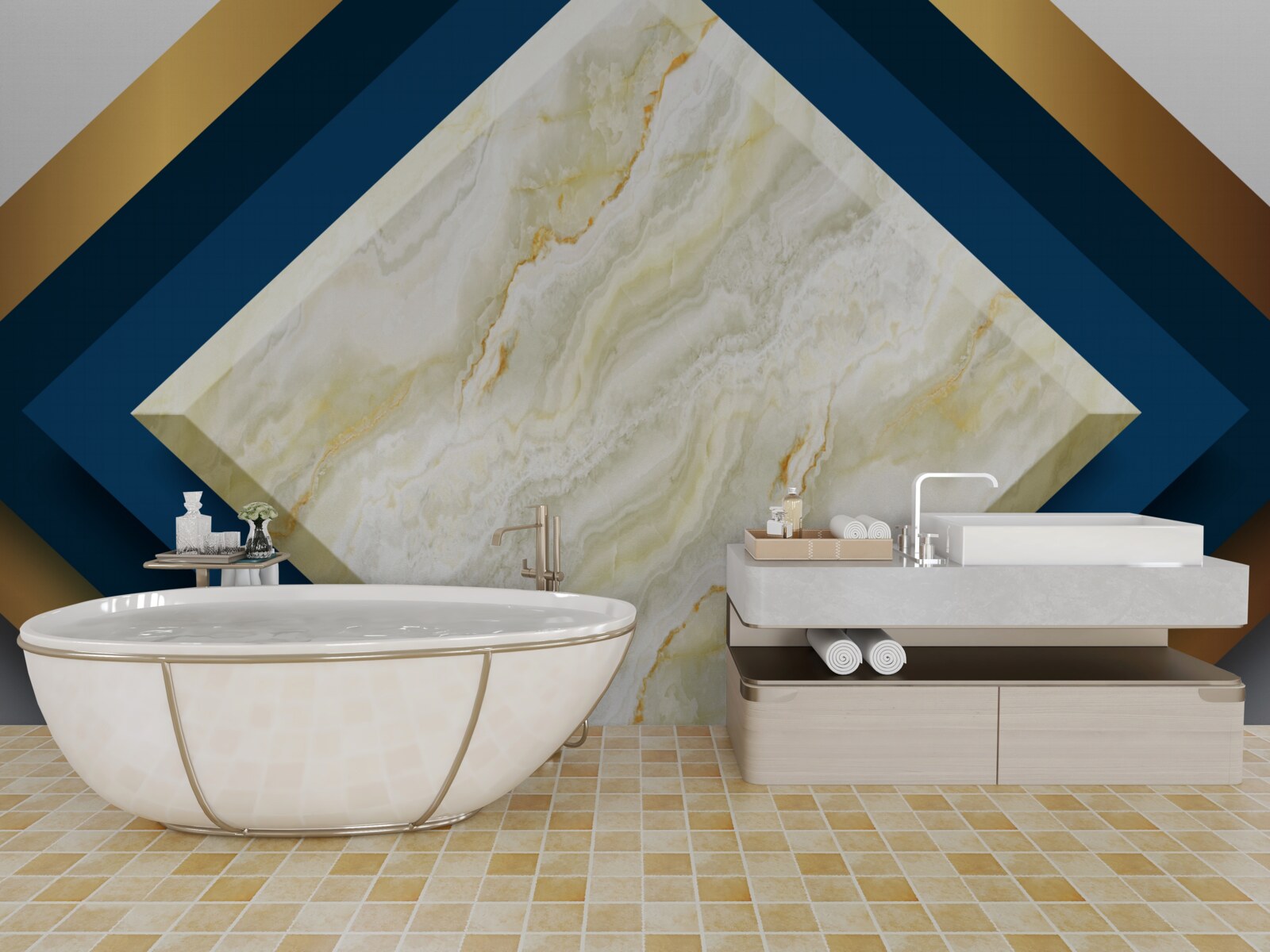 Fotobehang panelen met opvallend keramiek