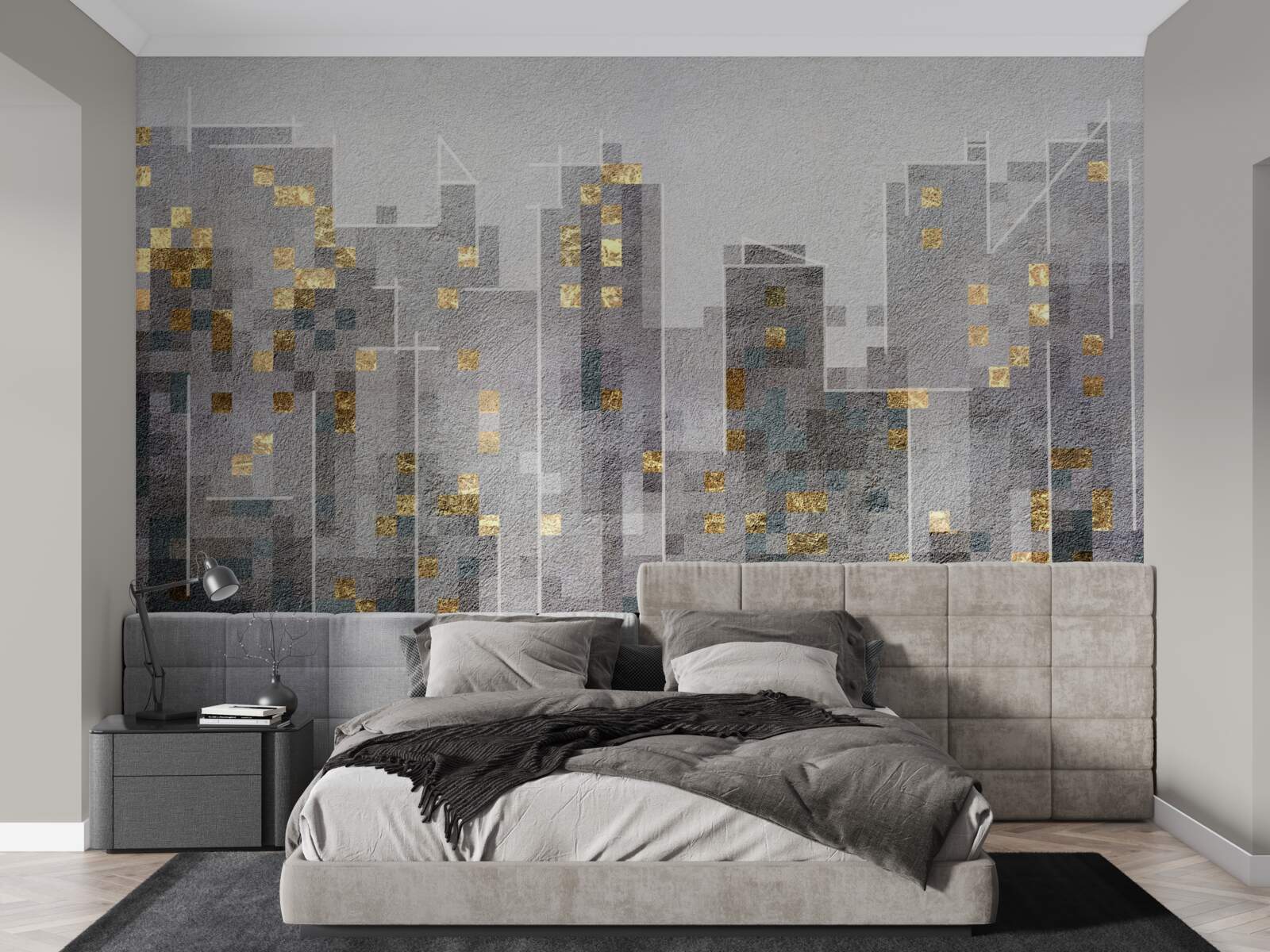 Fotobehang contouren van wolkenkrabbers