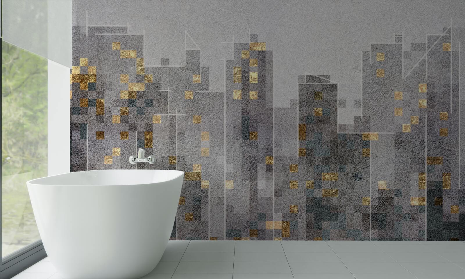 Fotobehang contouren van wolkenkrabbers