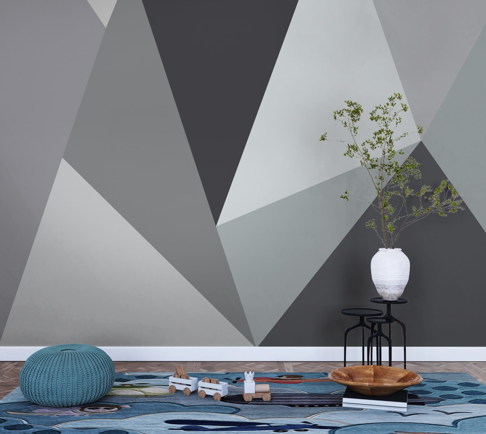 Fotobehang grijze geometrische abstractie