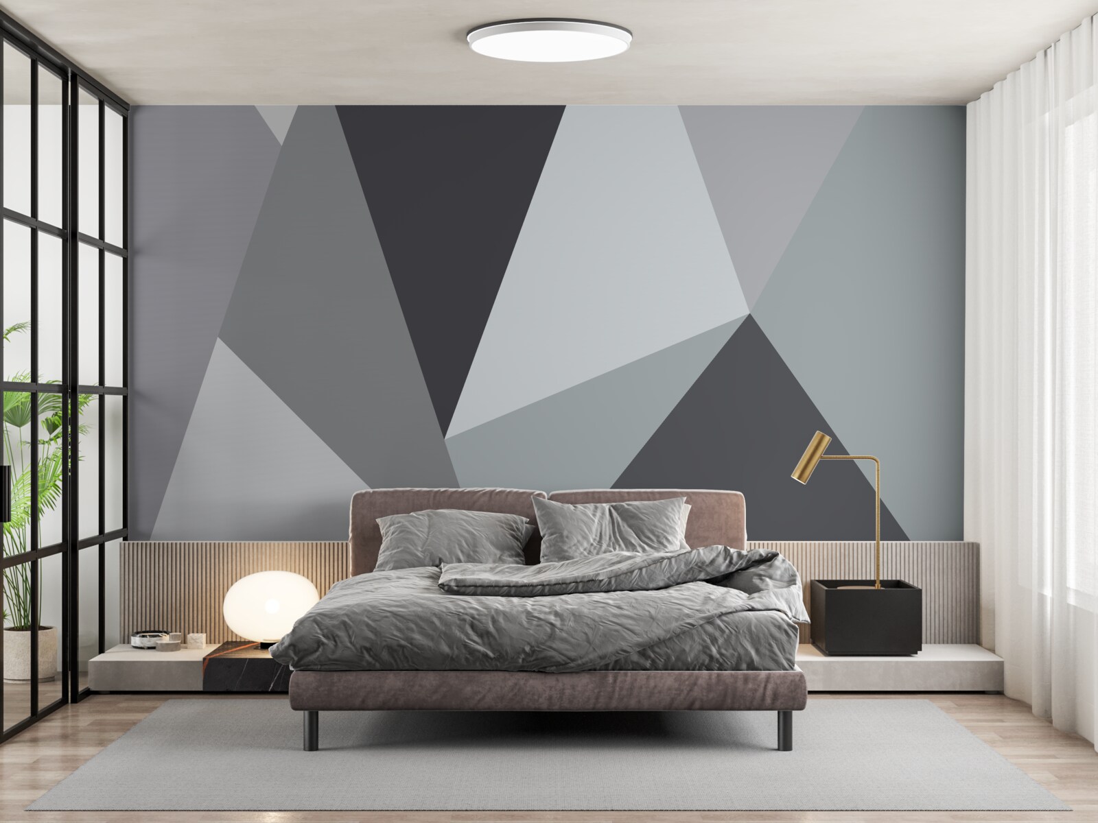 Fotobehang grijze geometrische abstractie