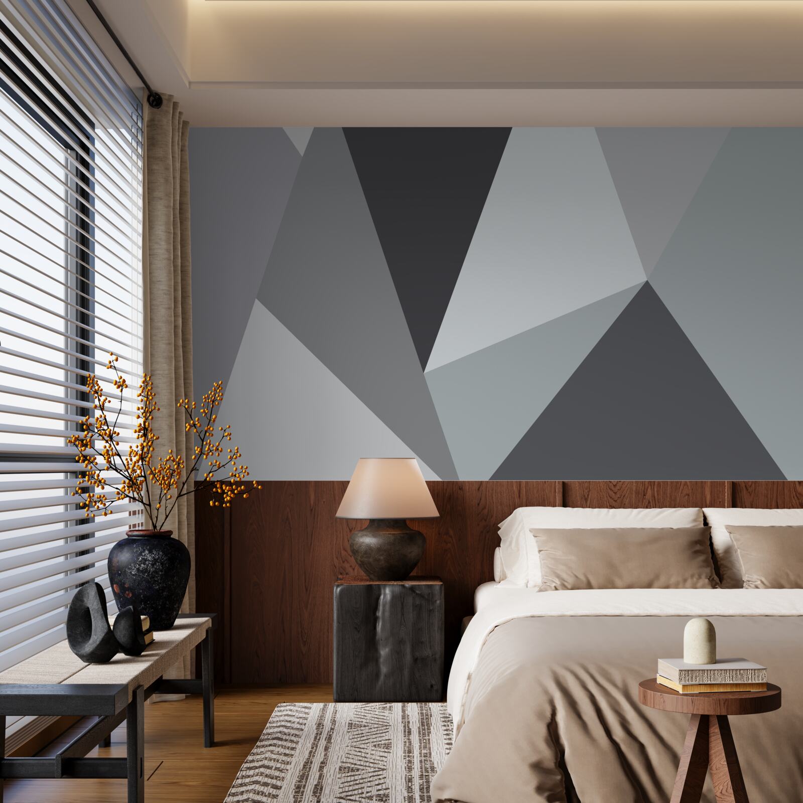 Fotobehang grijze geometrische abstractie