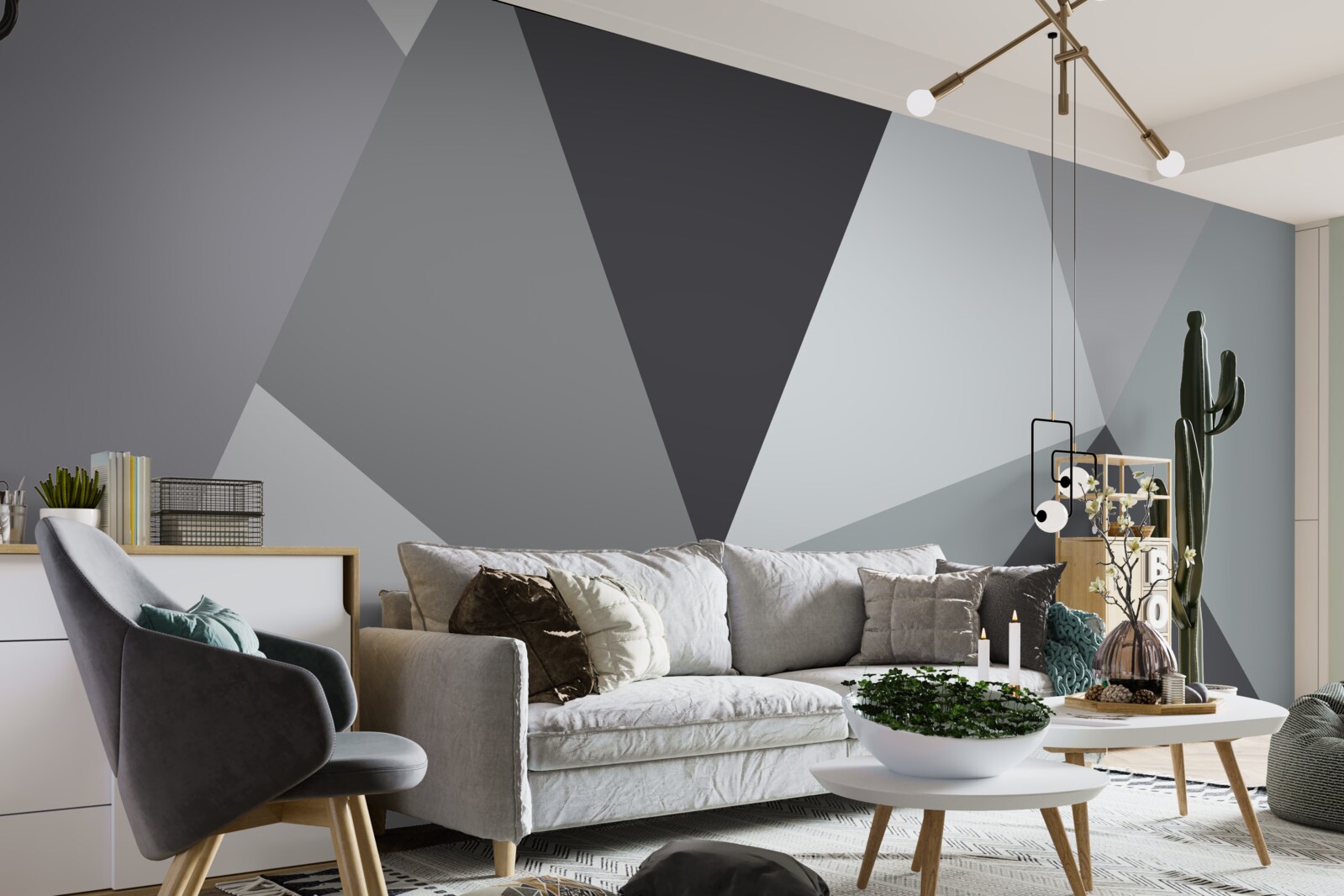 Fotobehang grijze geometrische abstractie