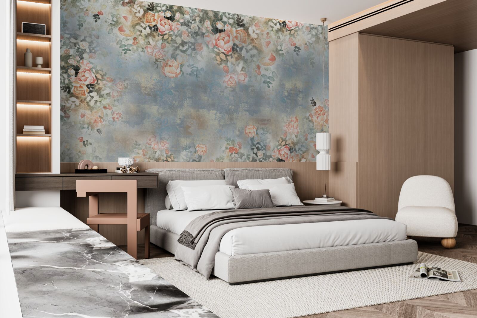 Fotobehang gebloemde achtergrond voor beddengoed