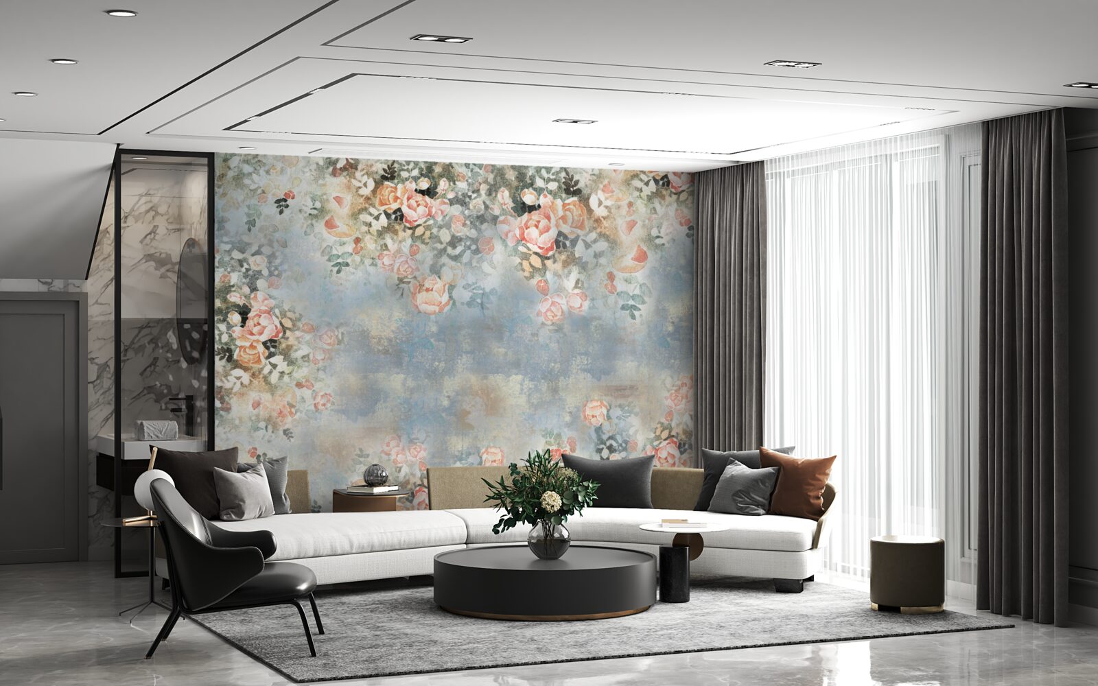 Fotobehang gebloemde achtergrond voor beddengoed