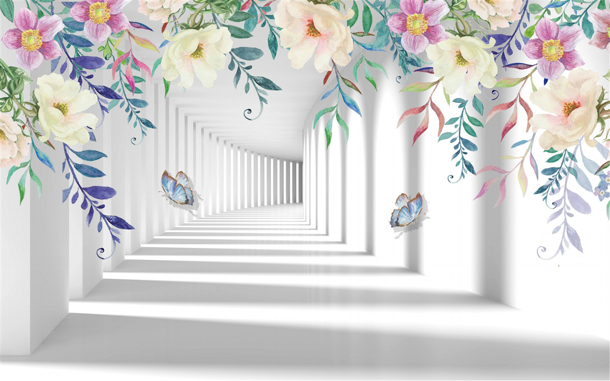 Fotobehang planten langs de lange gang