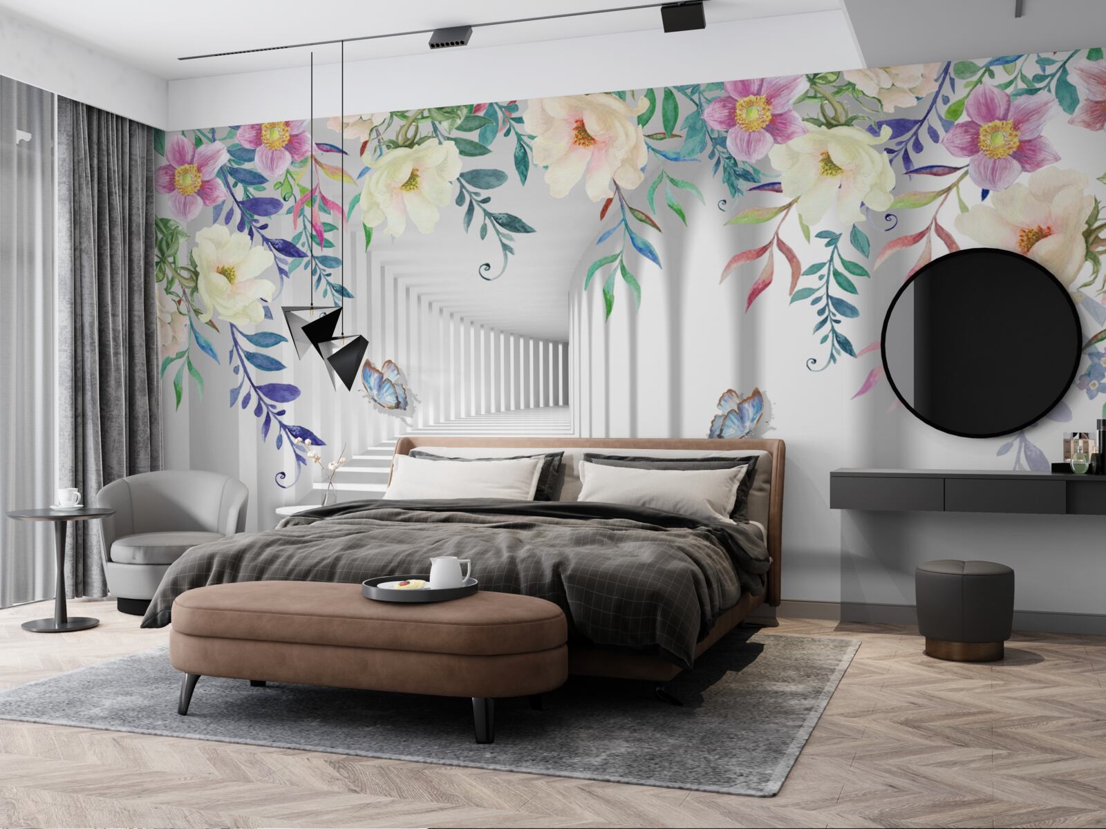 Fotobehang planten langs de lange gang