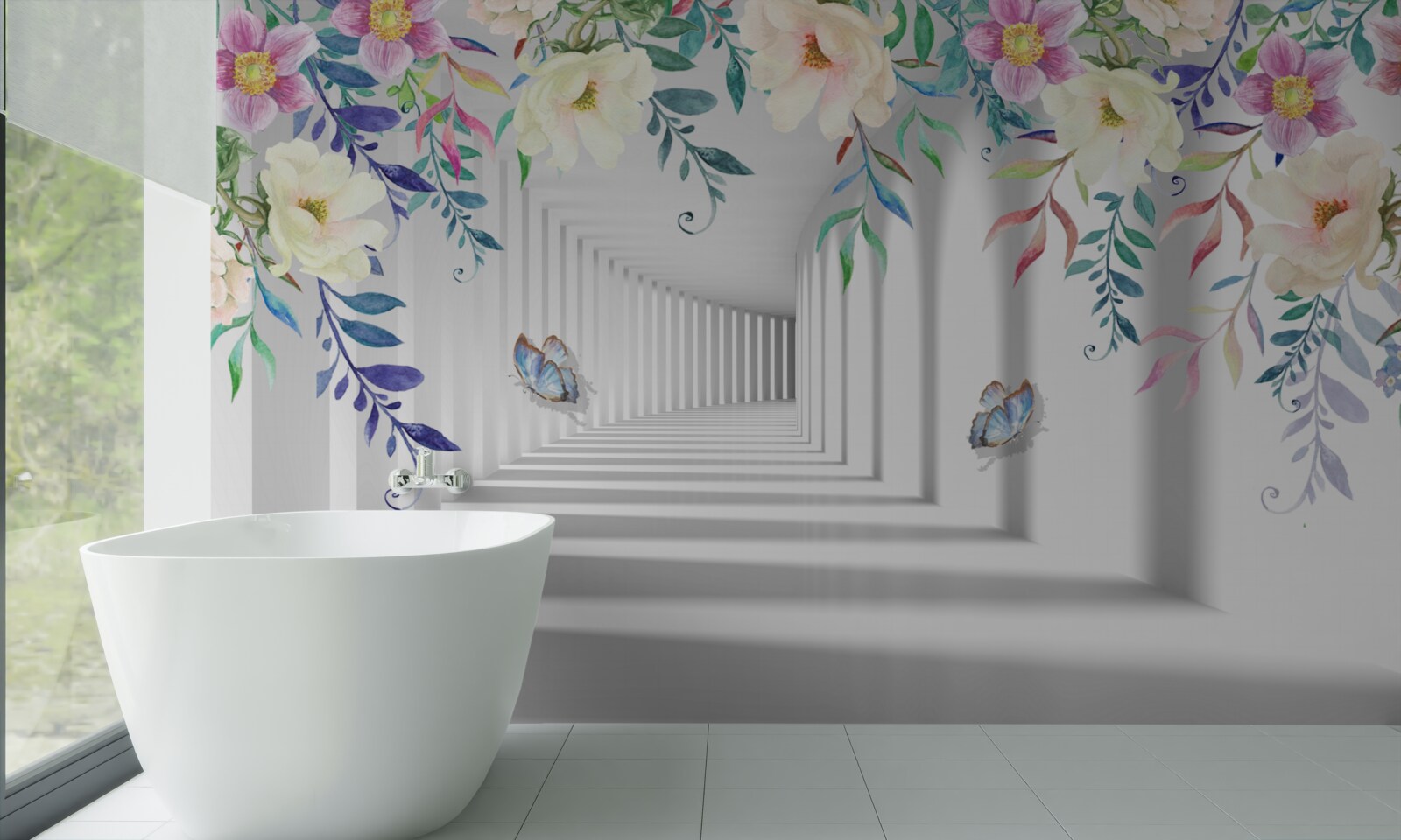 Fotobehang planten langs de lange gang