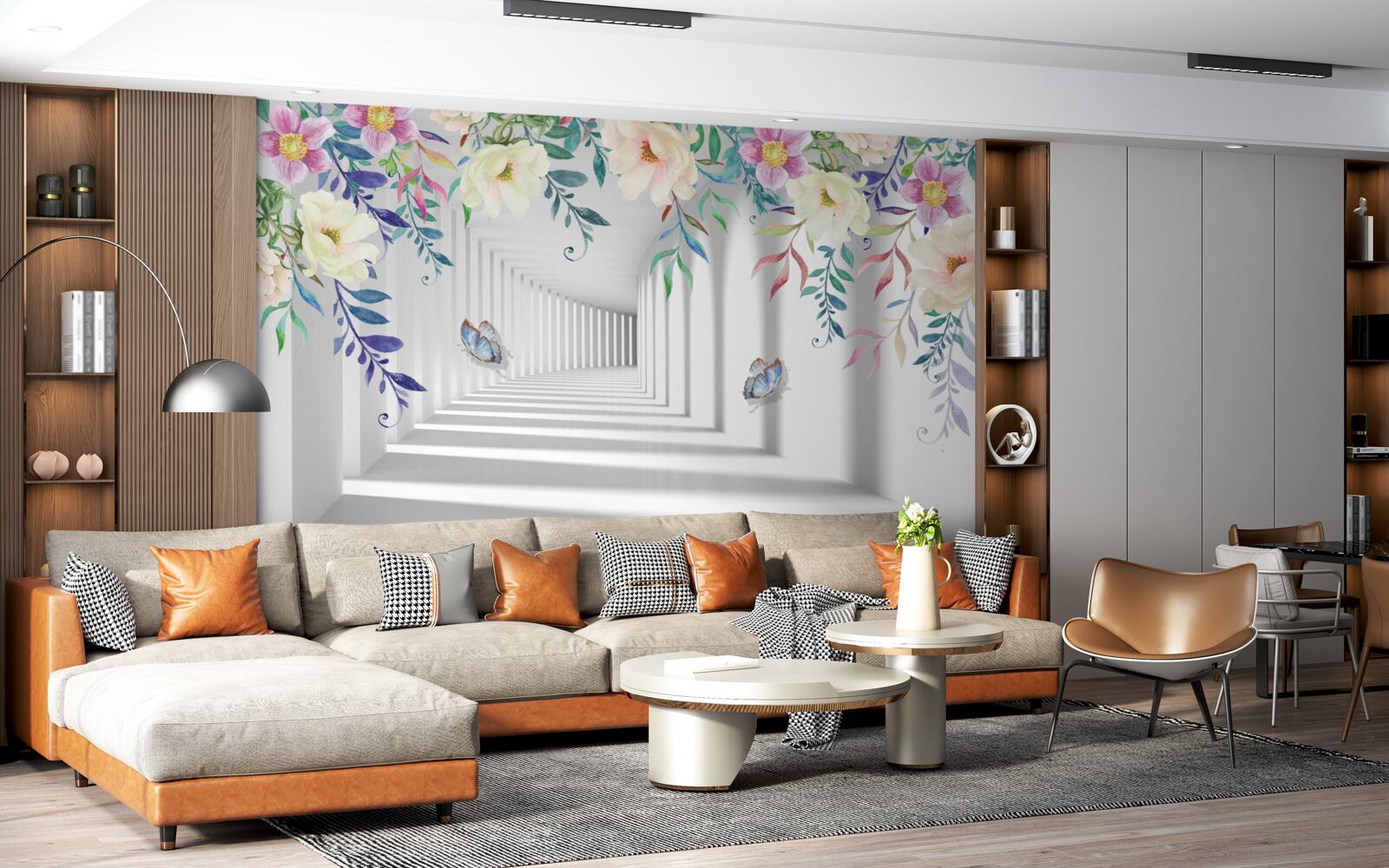 Fotobehang planten langs de lange gang