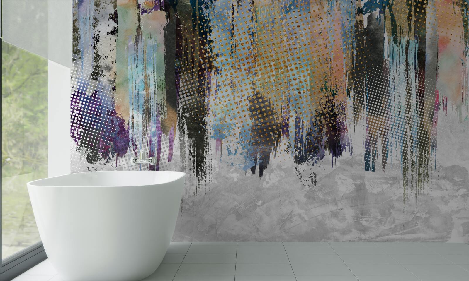 Fotobehang decoratief interieurontwerp in een schilderachtige stijl