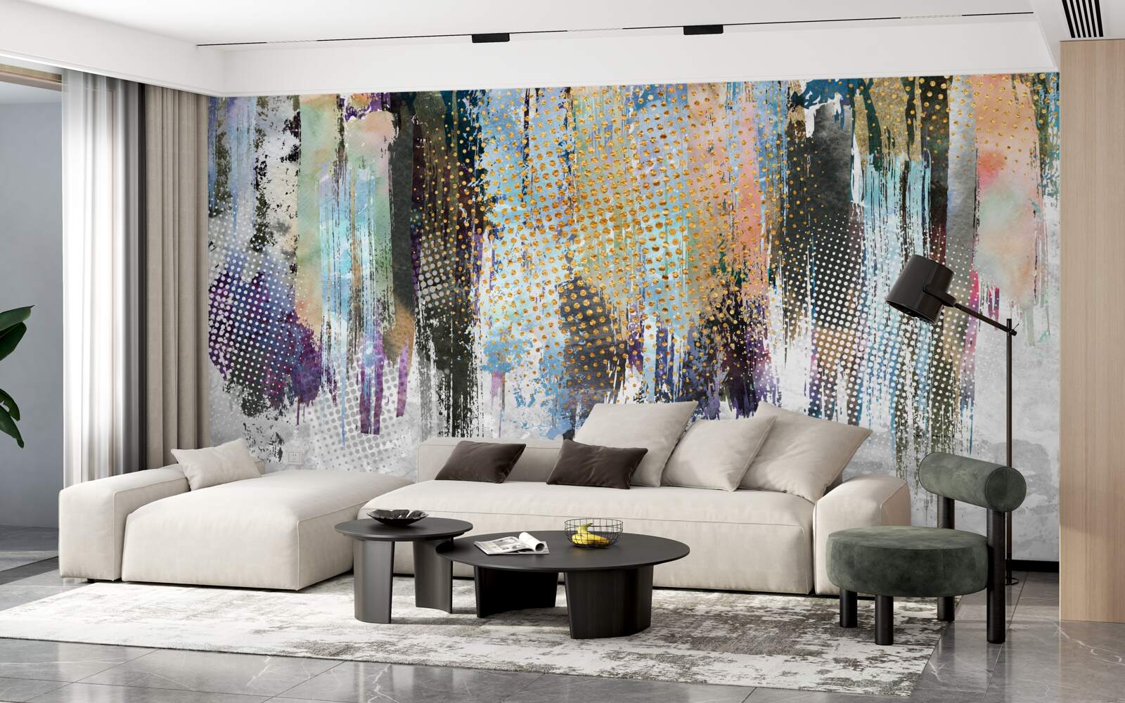 Fotobehang decoratief interieurontwerp in een schilderachtige stijl