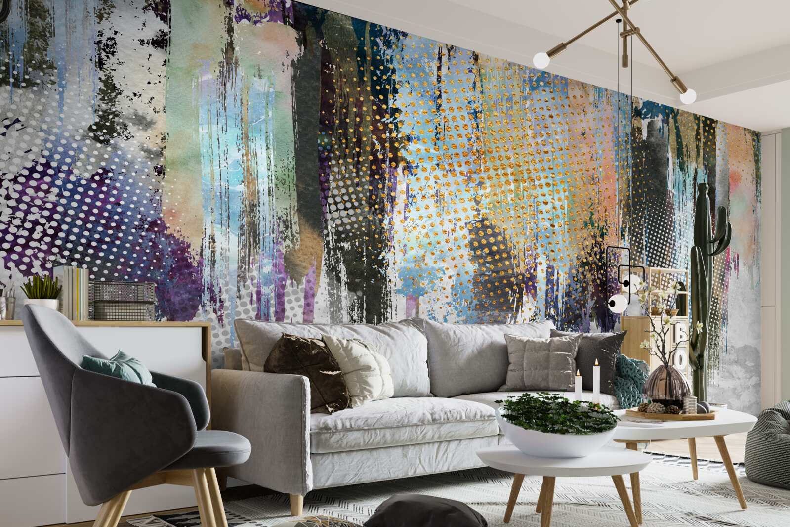 Fotobehang decoratief interieurontwerp in een schilderachtige stijl