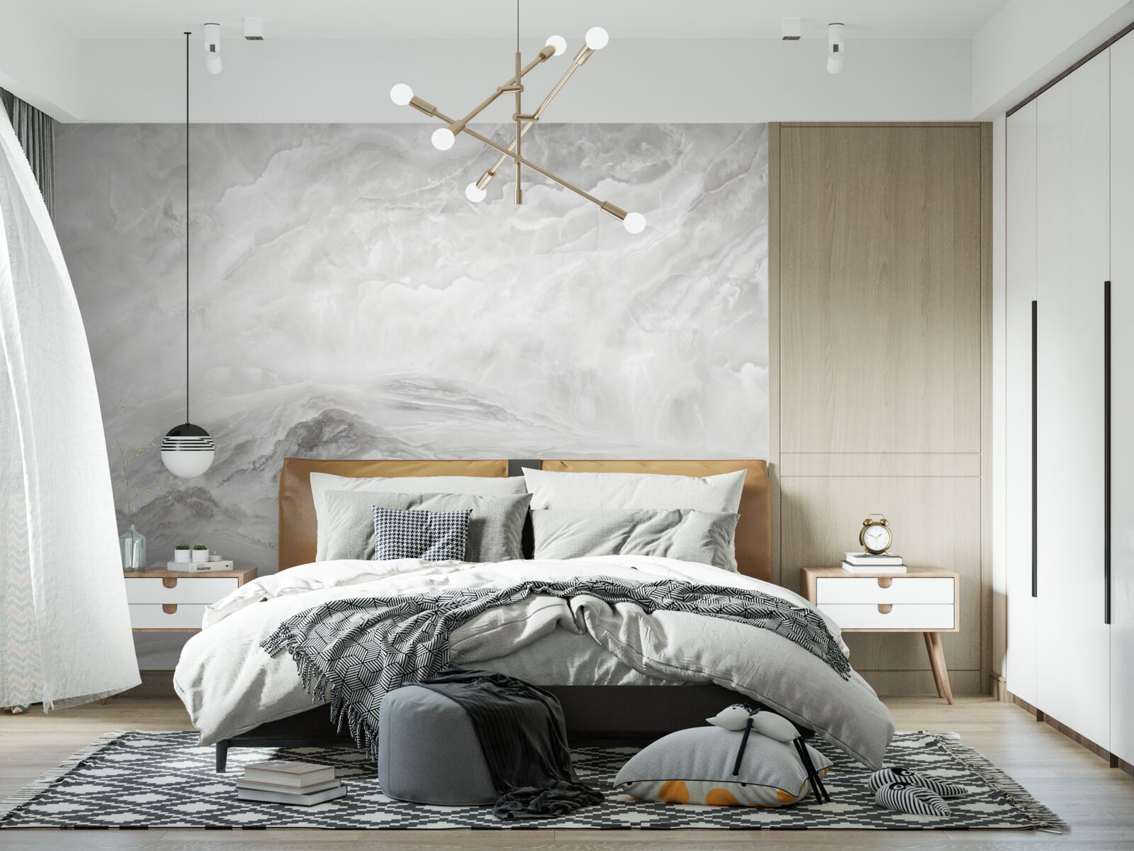 Fotobehang achtergrond met witte marmeren textuur