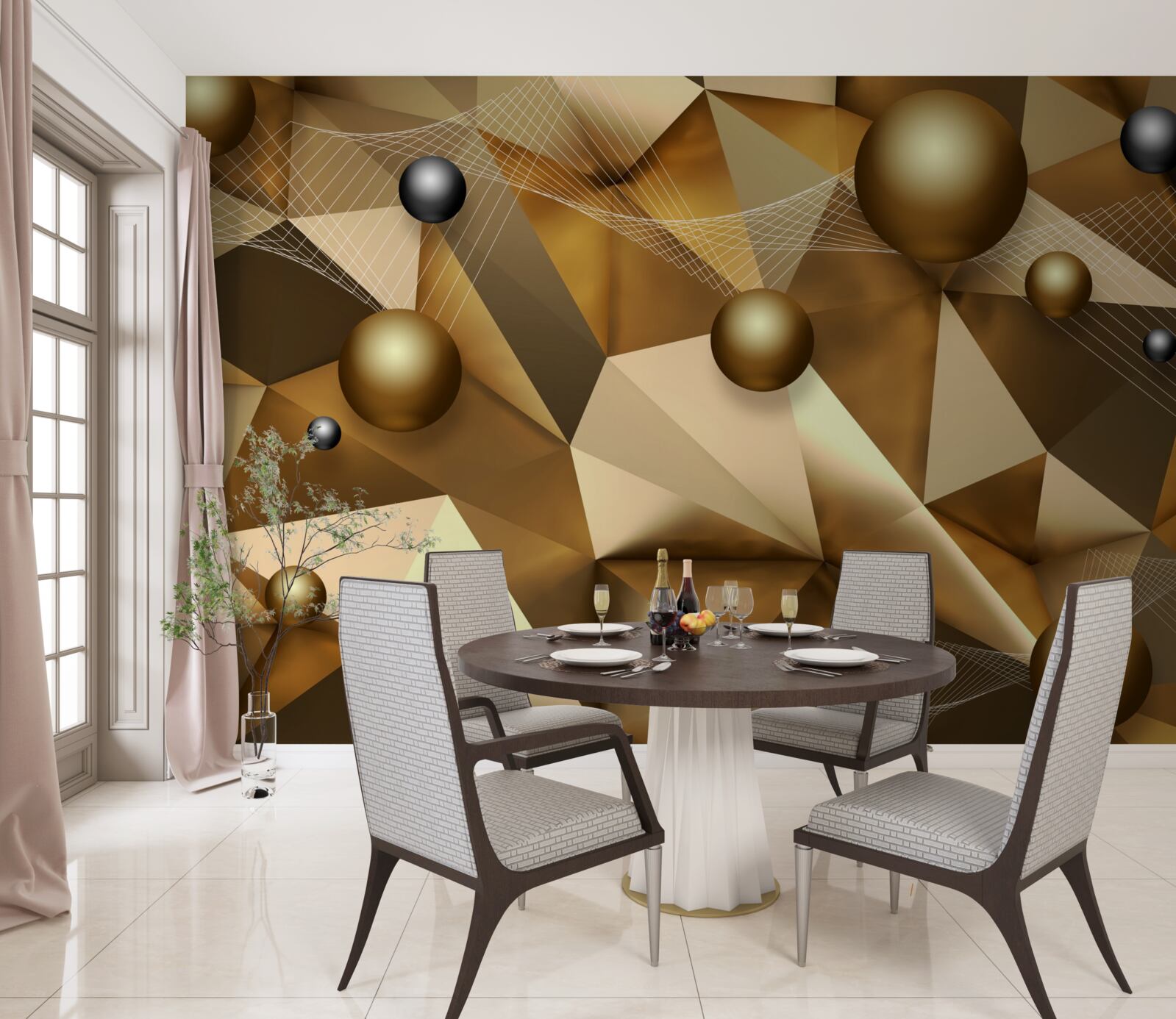 Fotobehang bollen en geometrische vormen