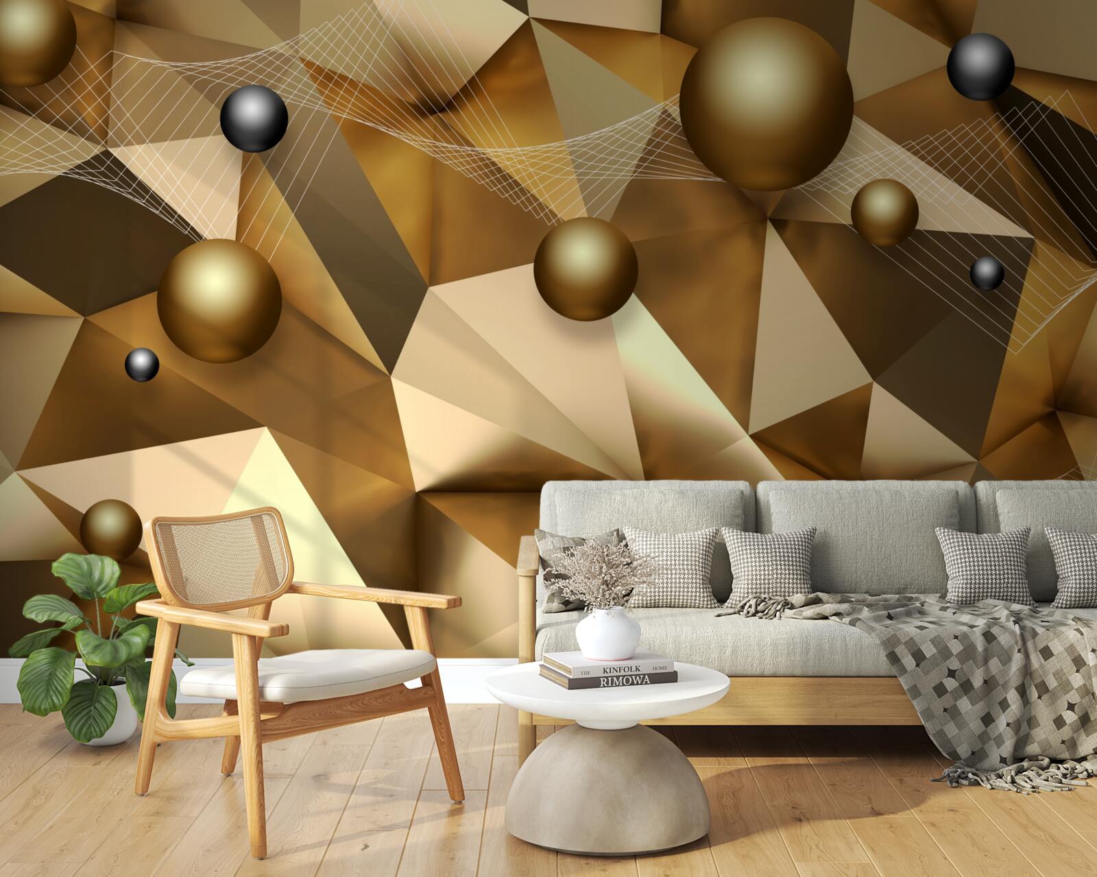 Fotobehang bollen en geometrische vormen