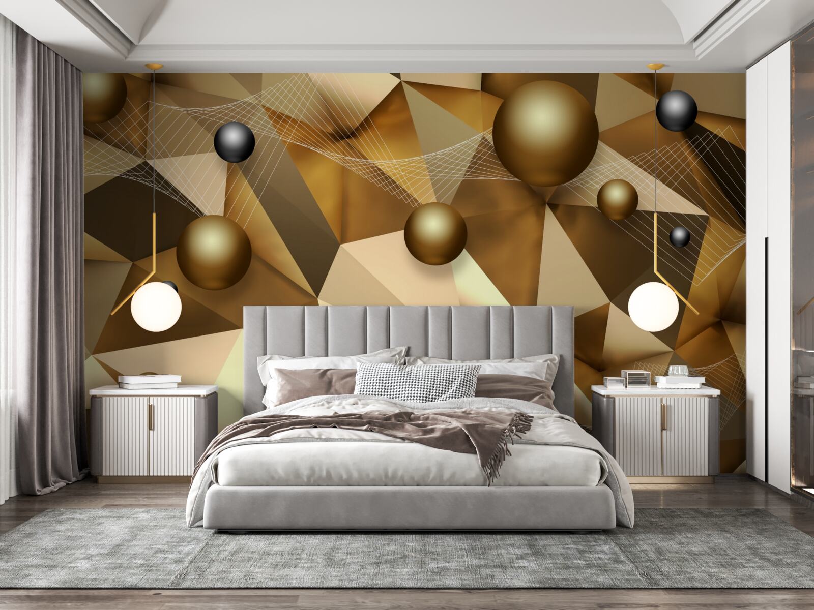 Fotobehang bollen en geometrische vormen