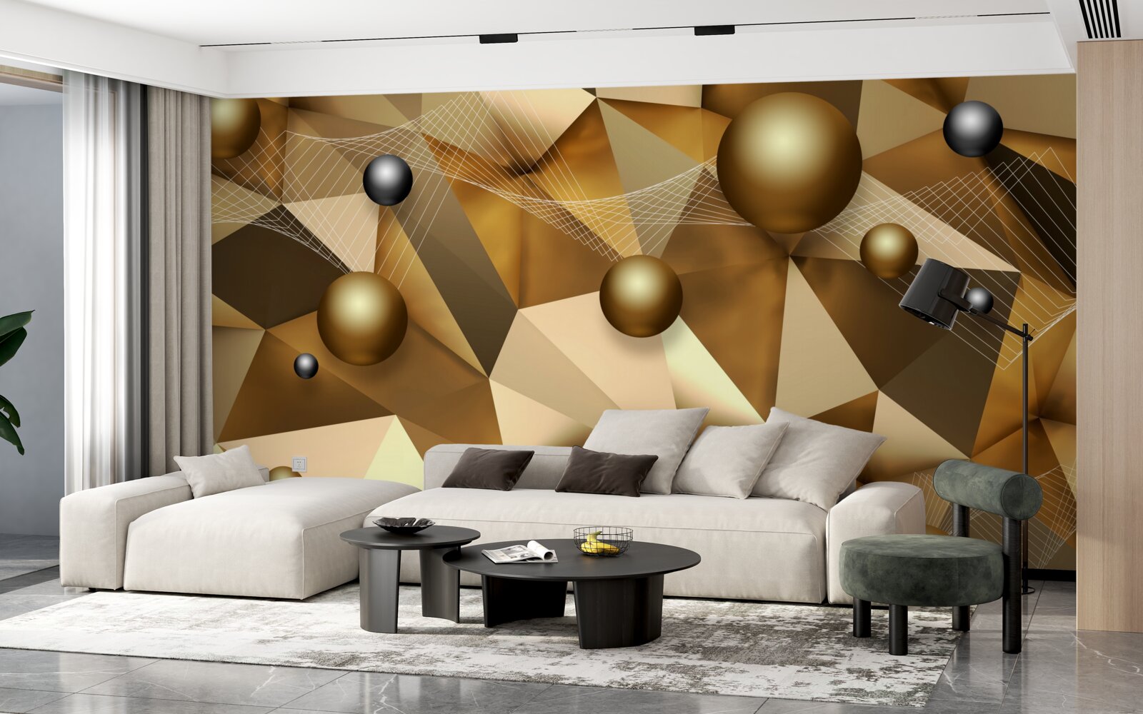 Fotobehang bollen en geometrische vormen