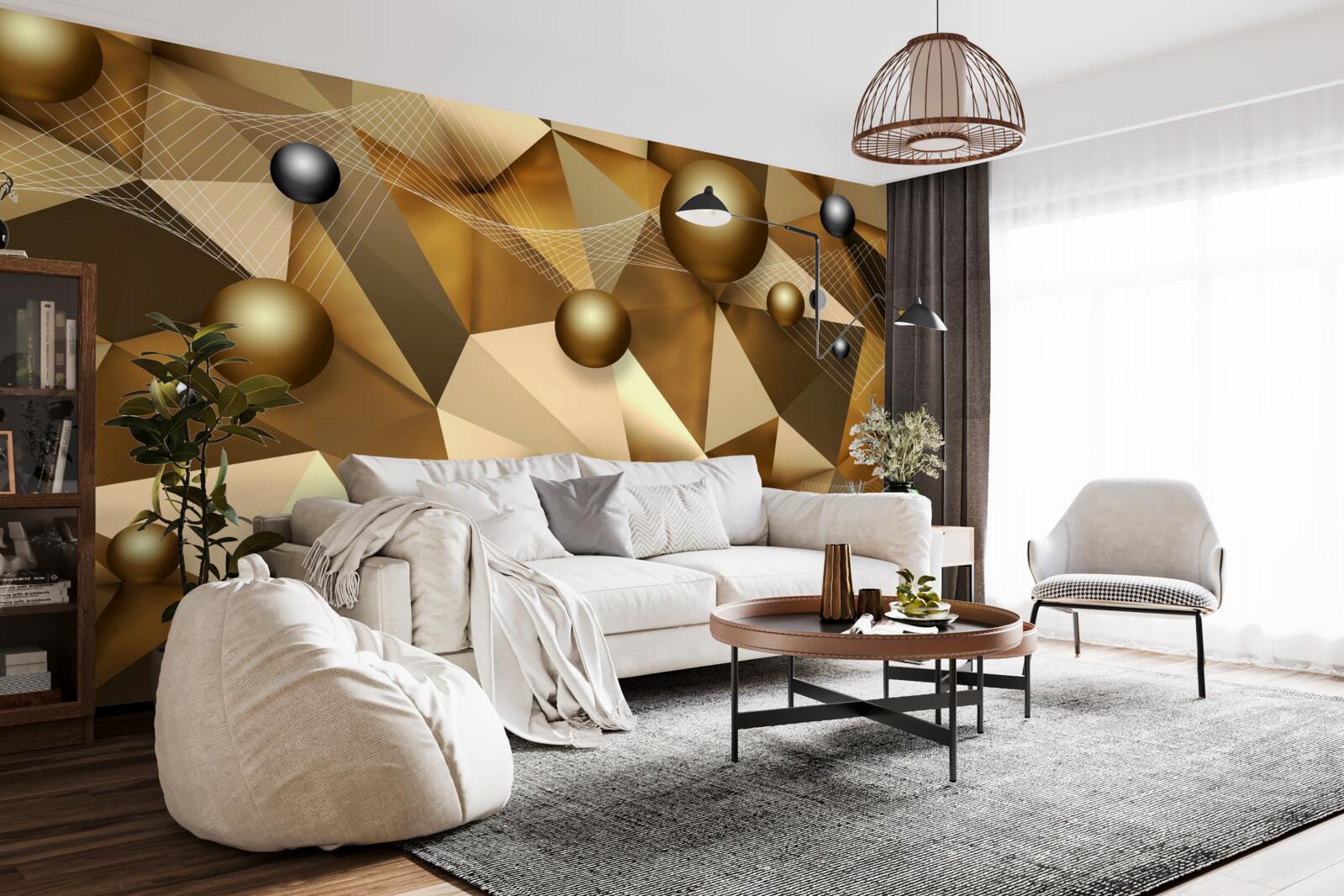 Fotobehang bollen en geometrische vormen