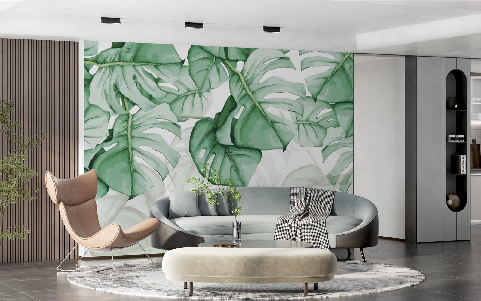 Fotobehang grote smaragdgroene bladeren