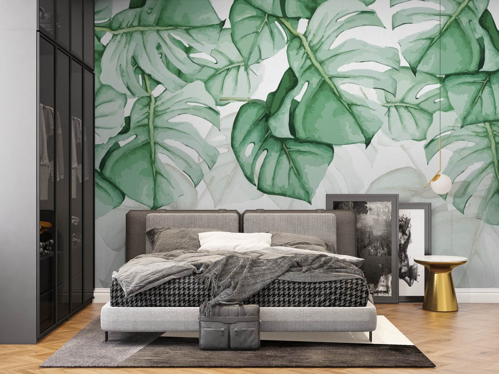 Fotobehang grote smaragdgroene bladeren