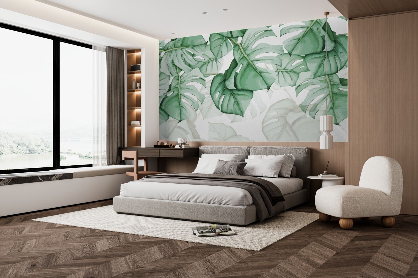 Fotobehang grote smaragdgroene bladeren