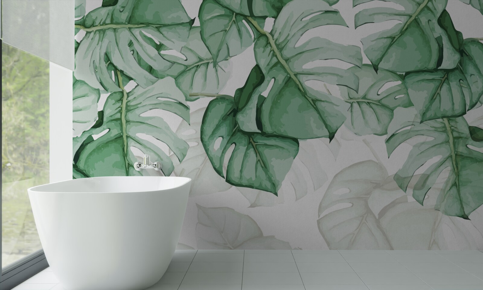 Fotobehang grote smaragdgroene bladeren