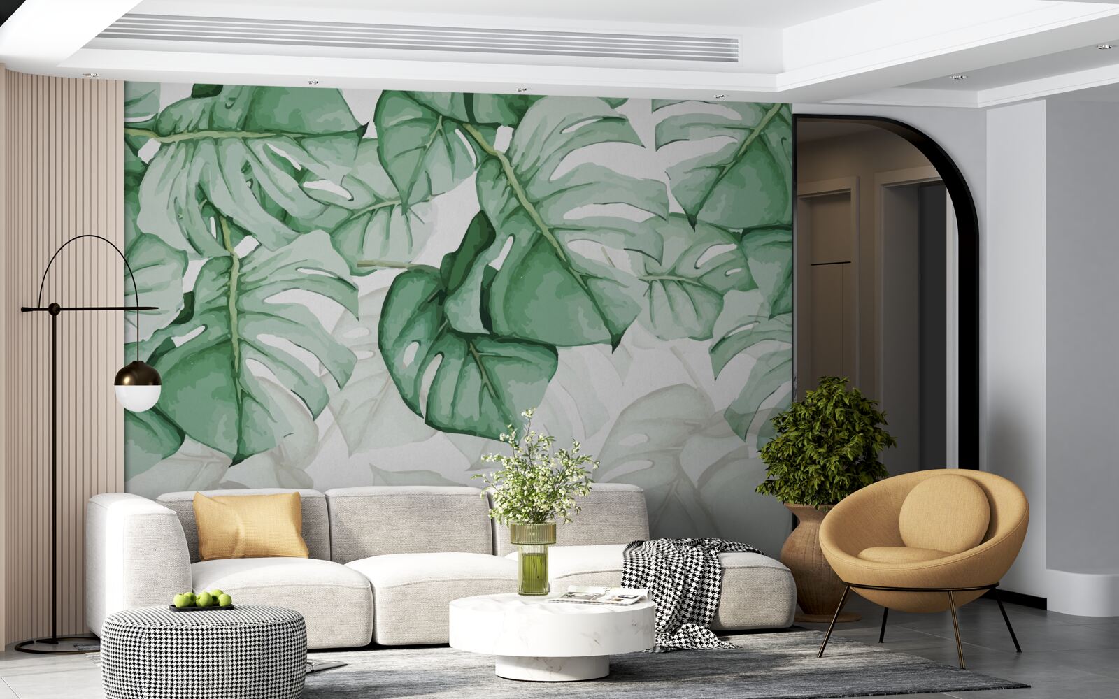 Fotobehang grote smaragdgroene bladeren