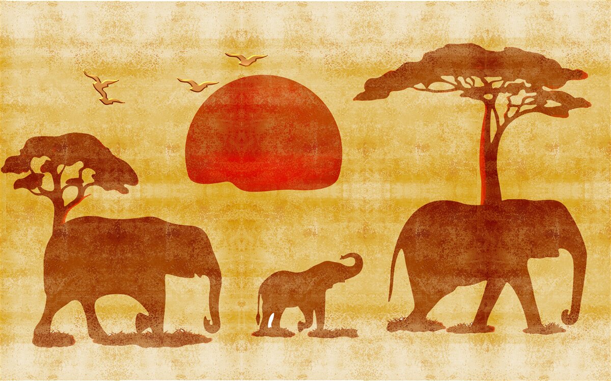 Fotobehang de afrikaanse olifantenfamilie