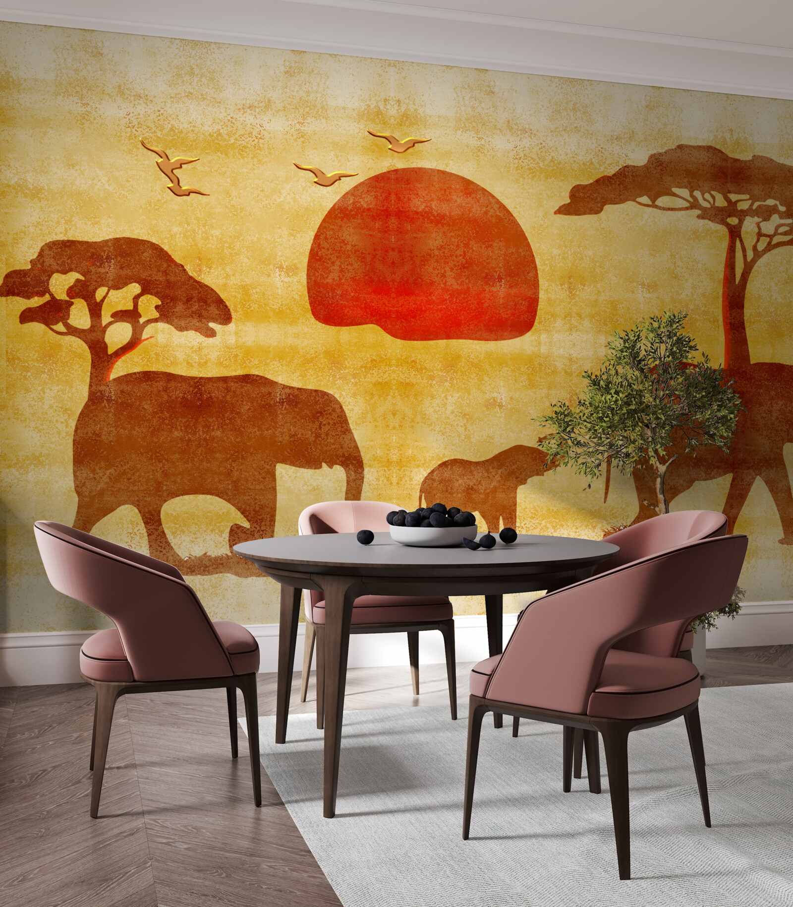 Fotobehang de afrikaanse olifantenfamilie