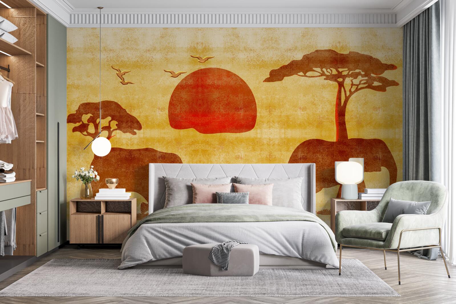 Fotobehang de afrikaanse olifantenfamilie