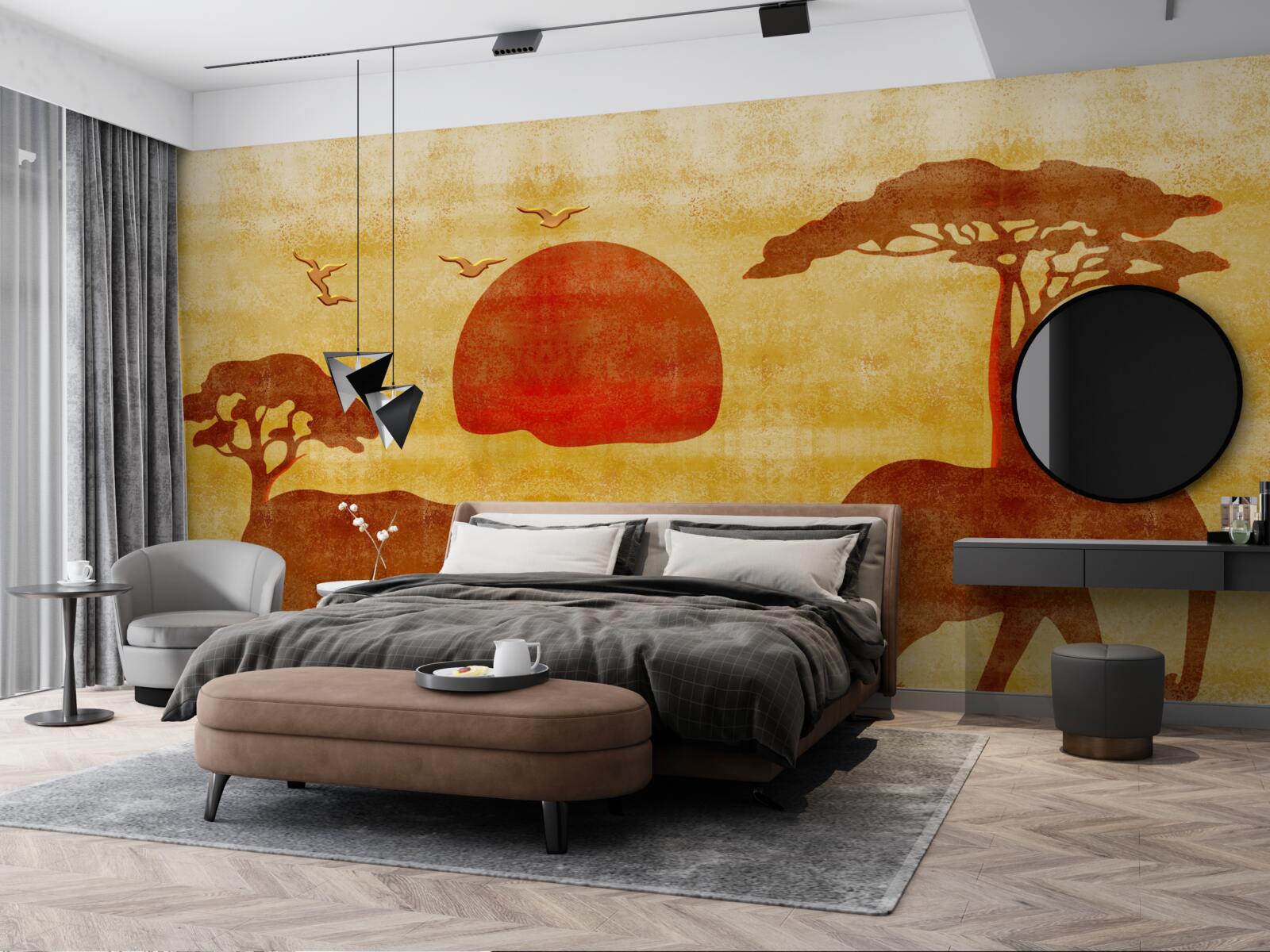 Fotobehang de afrikaanse olifantenfamilie