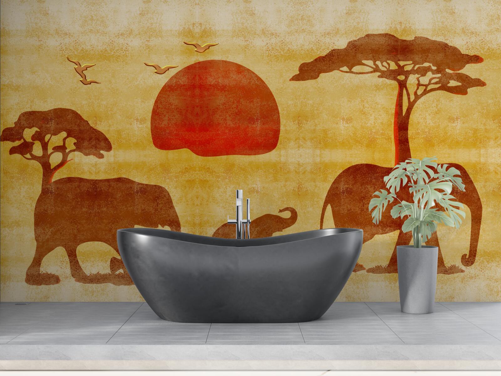 Fotobehang de afrikaanse olifantenfamilie