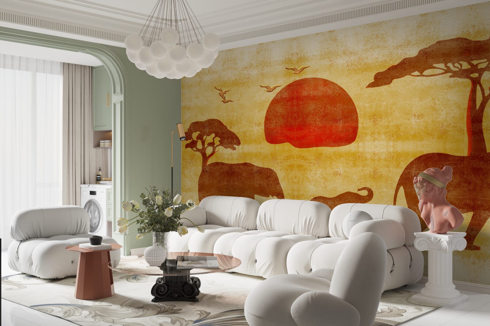 Fotobehang de afrikaanse olifantenfamilie