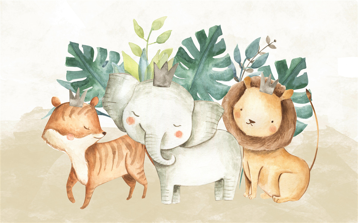 Fotobehang dieren naast planten