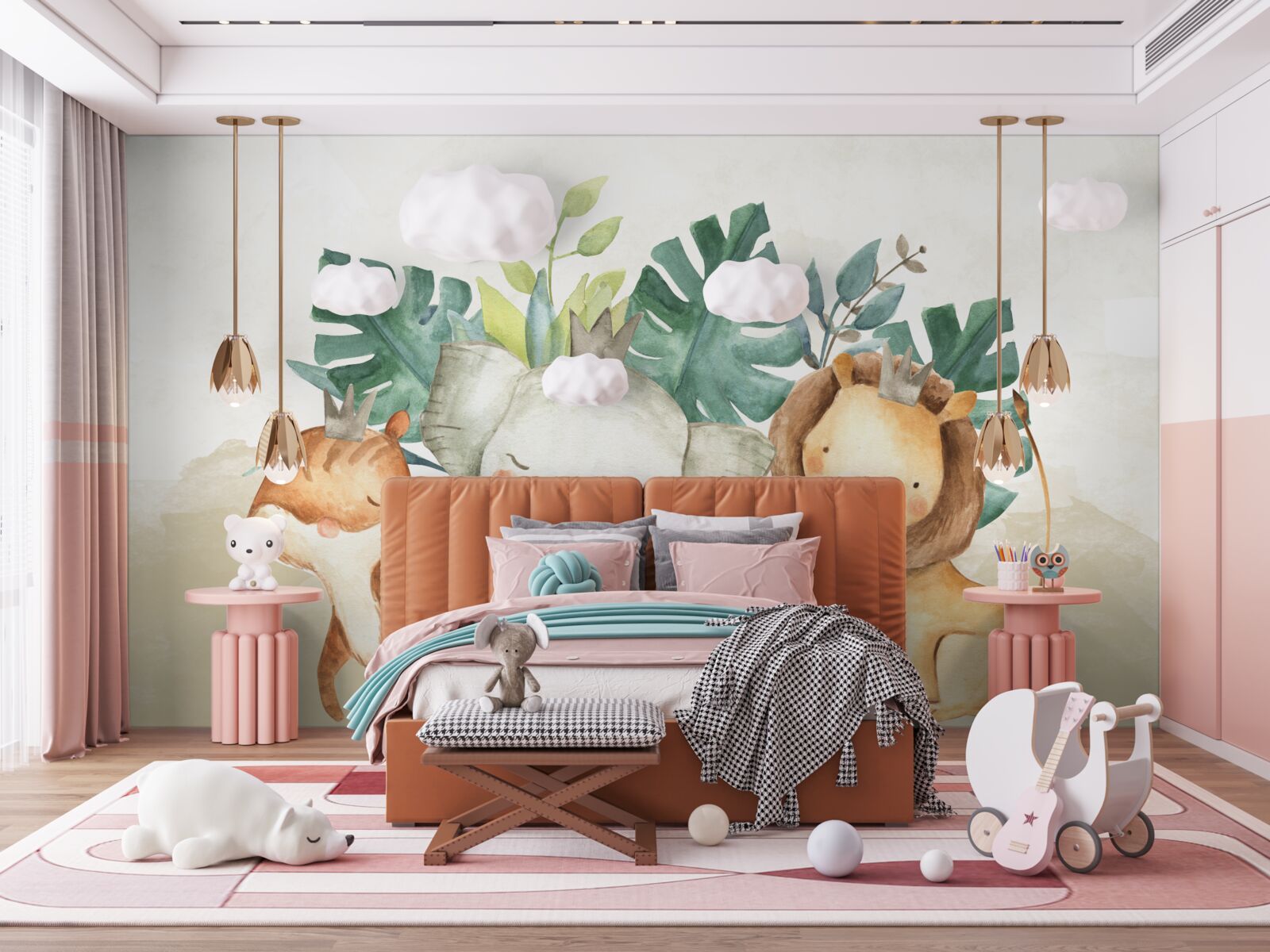 Fotobehang dieren naast planten