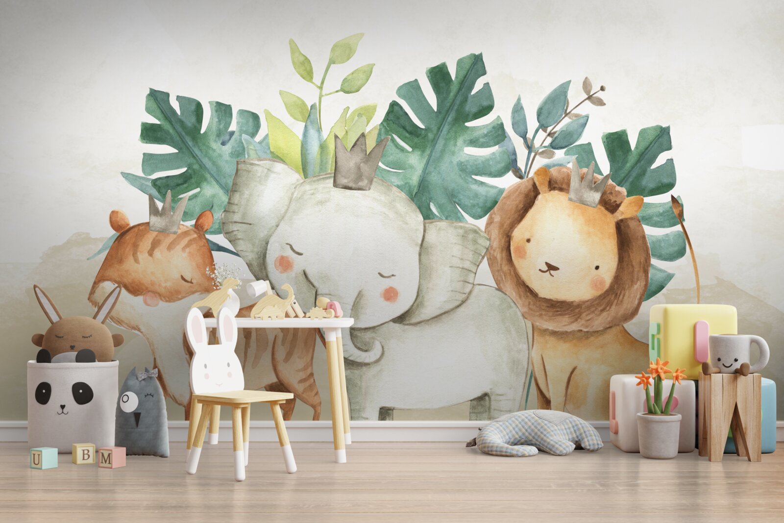 Fotobehang dieren naast planten