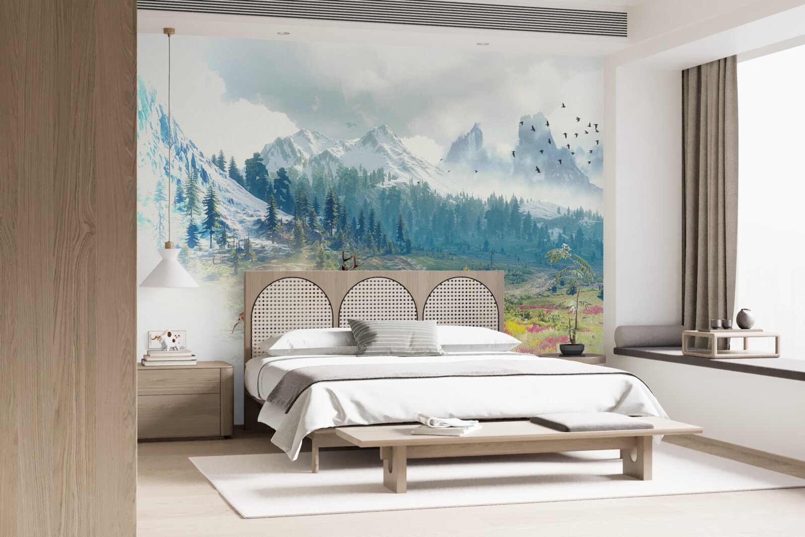 Fotobehang herten zwerven door de bergen