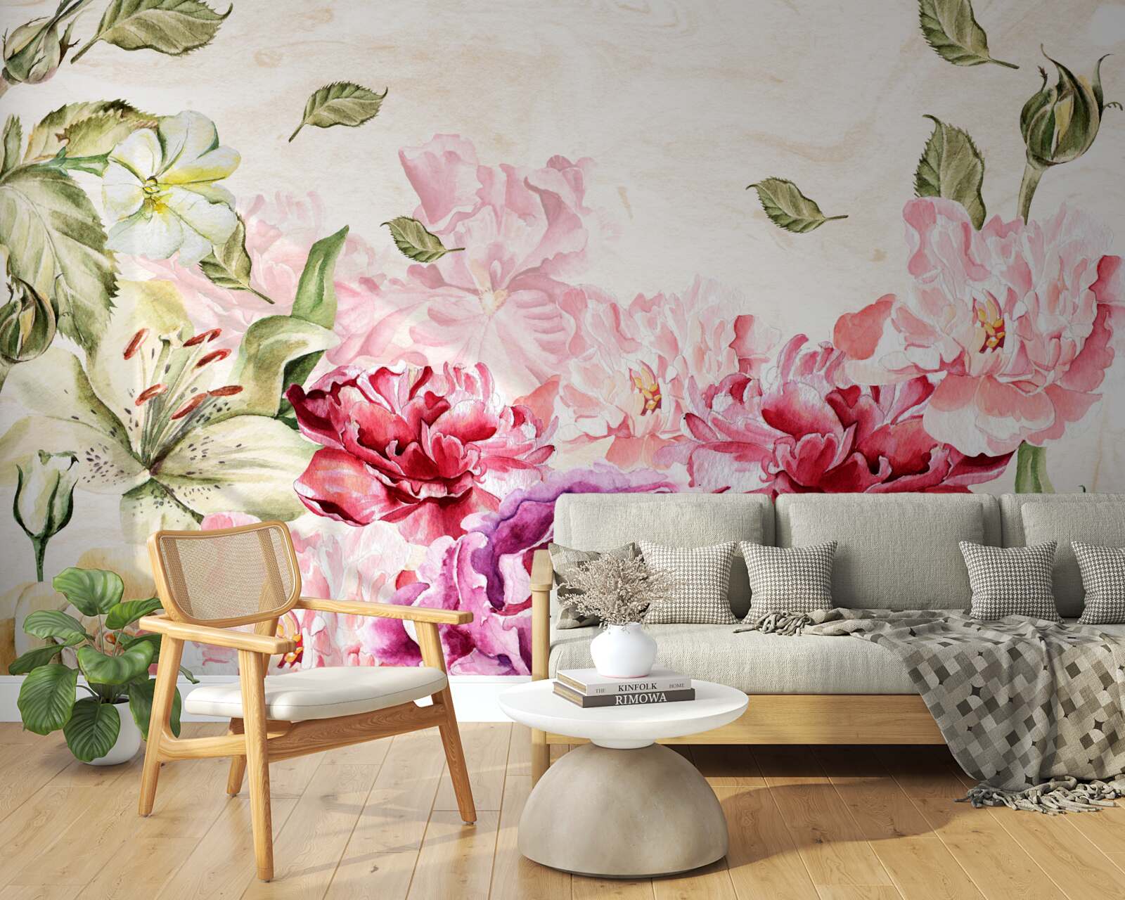 Fotobehang bloemen met rijke en schilderachtige tinten