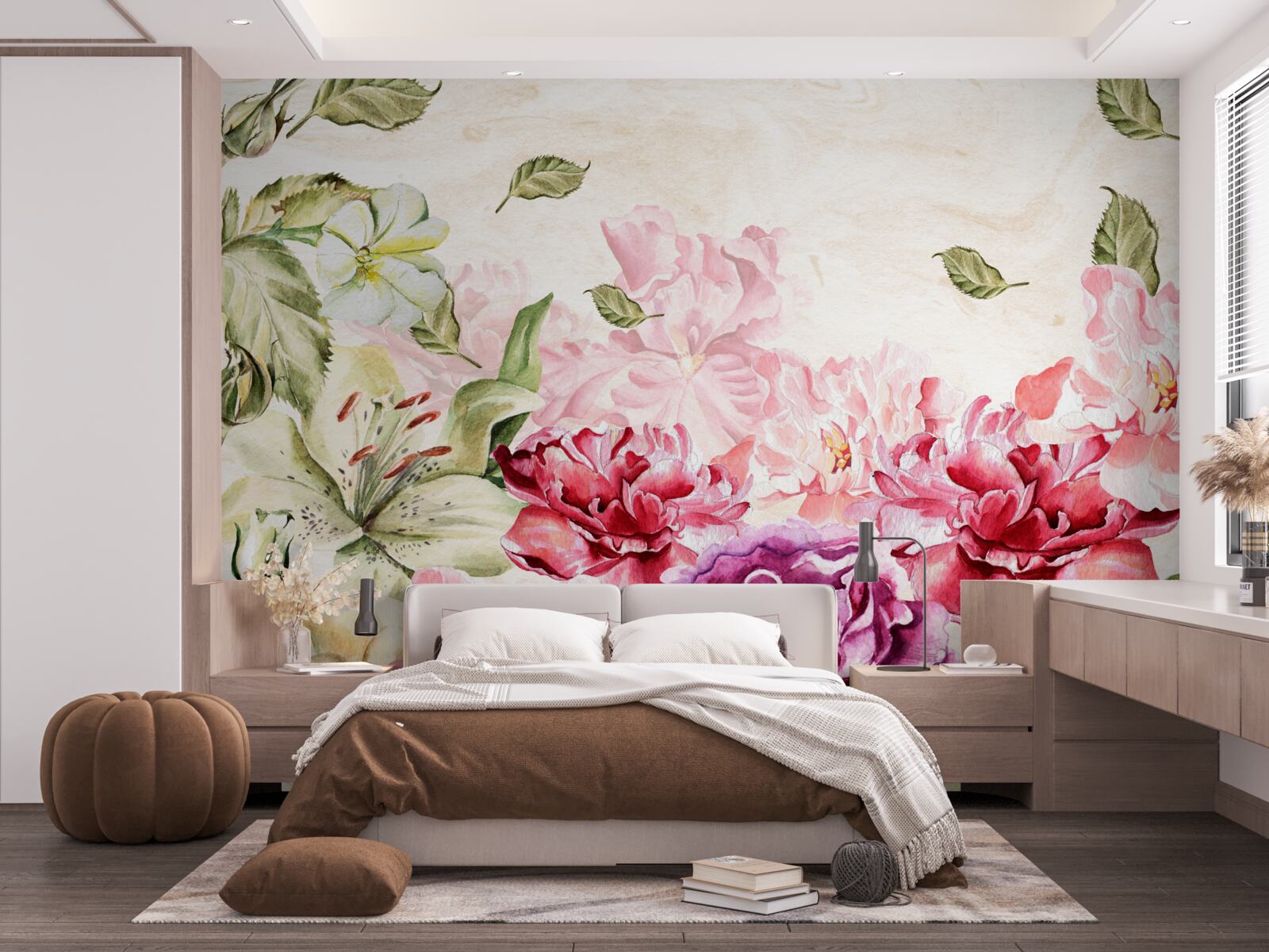 Fotobehang bloemen met rijke en schilderachtige tinten